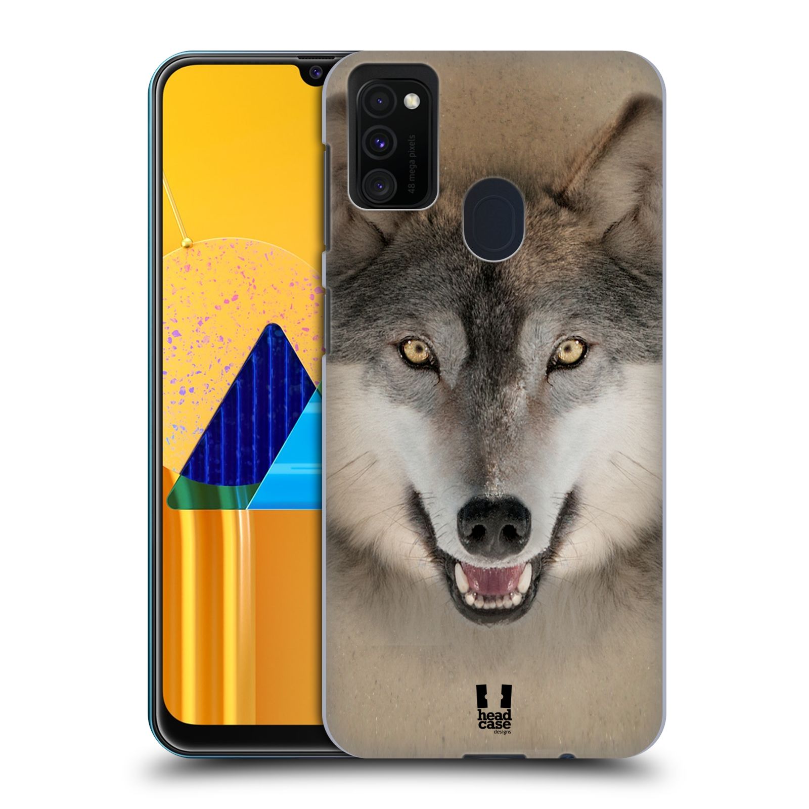 Zadní kryt na mobil Samsung Galaxy M21 vzor Zvířecí tváře 2 vlk šedý