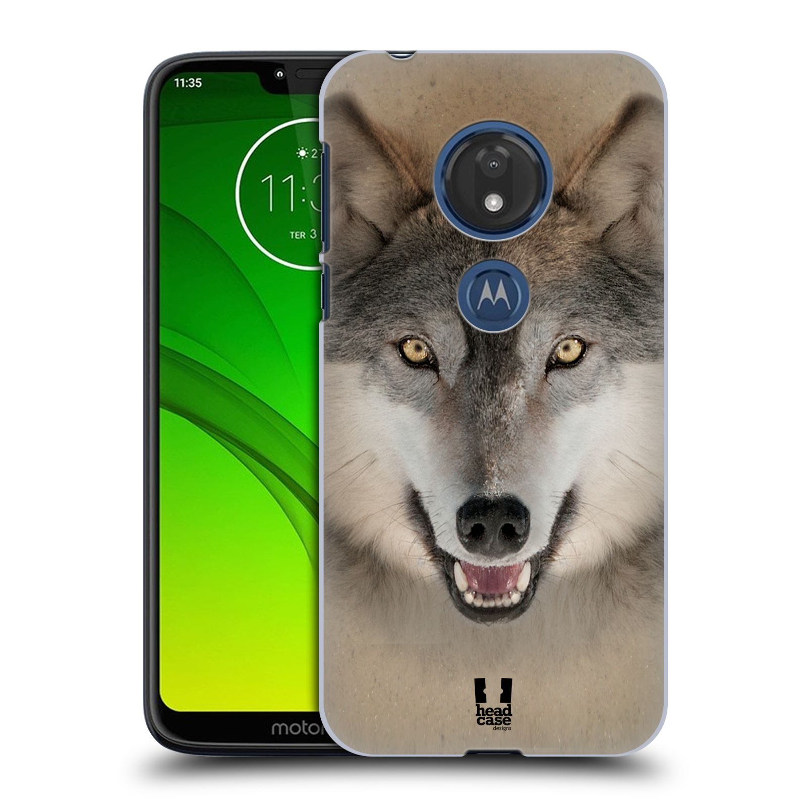Pouzdro na mobil Motorola Moto G7 Play vzor Zvířecí tváře 2 vlk šedý