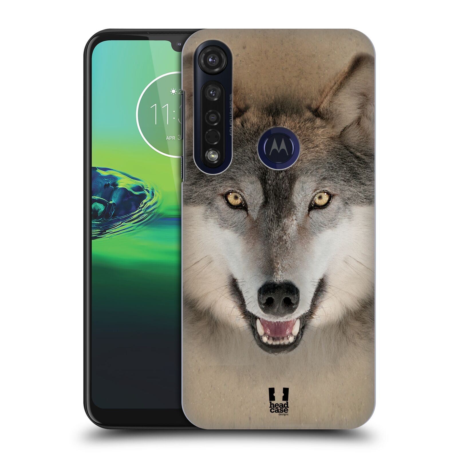 Pouzdro na mobil Motorola Moto G8 PLUS - HEAD CASE - vzor Zvířecí tváře 2 vlk šedý