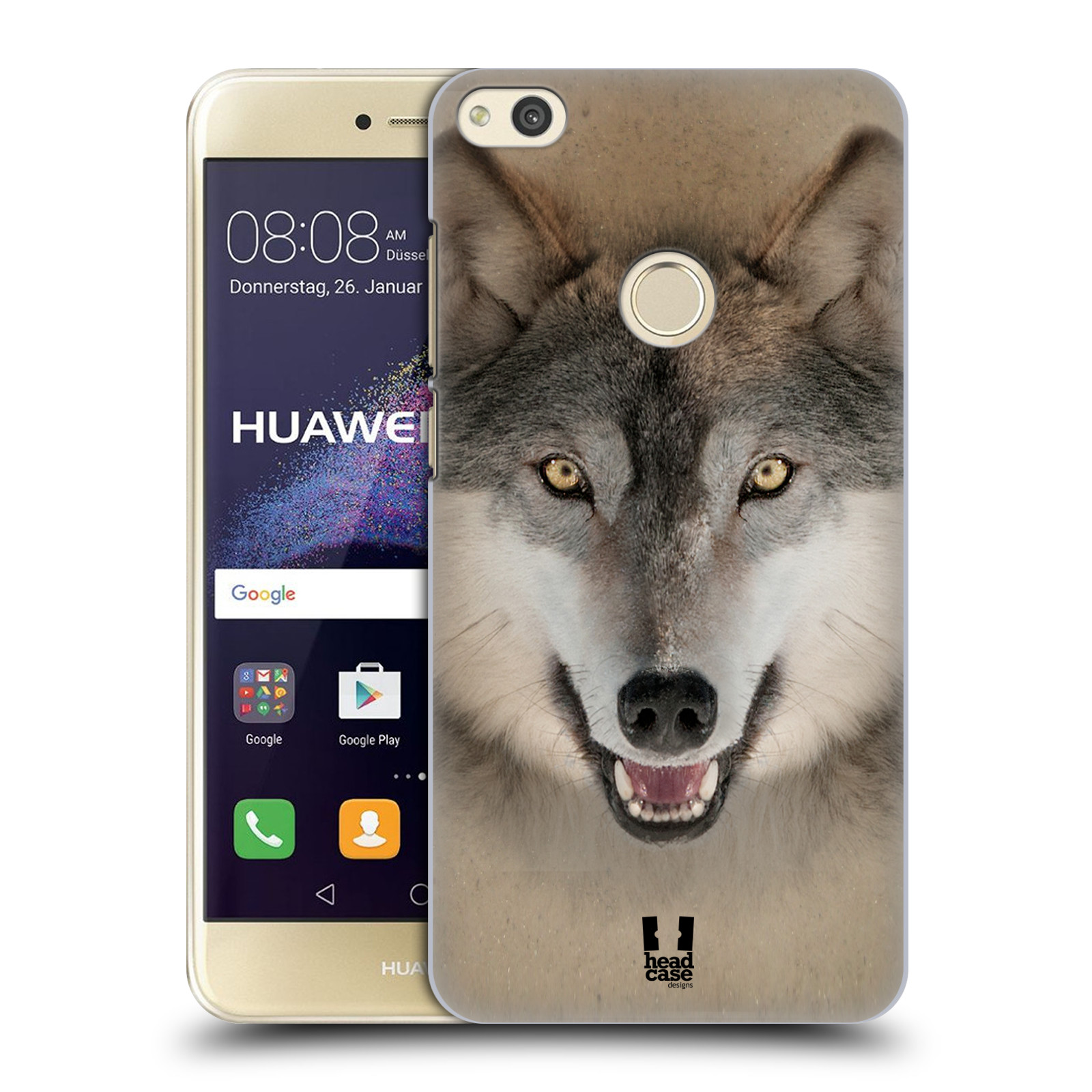 HEAD CASE silikonový obal na mobil Huawei P9 LITE 2017 vzor Zvířecí tváře 2 vlk šedý