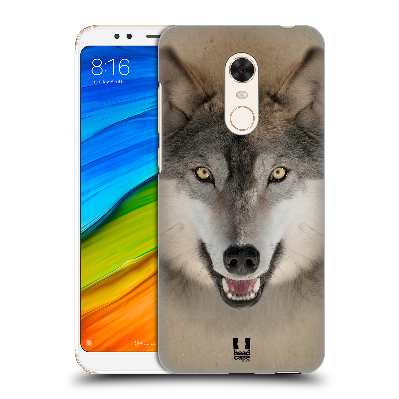 HEAD CASE plastový obal na mobil Xiaomi Redmi 5 PLUS vzor Zvířecí tváře 2 vlk šedý