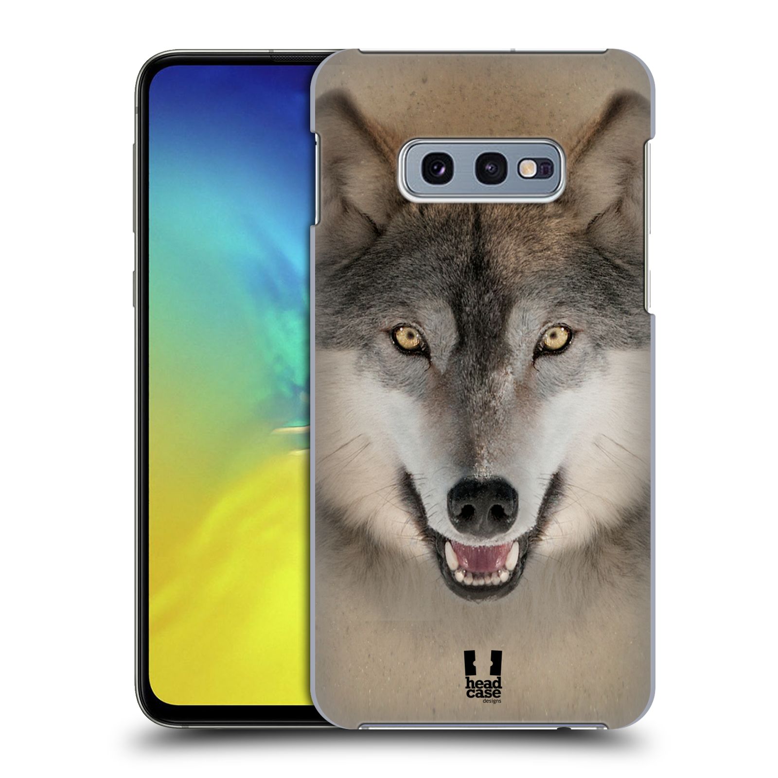 Pouzdro na mobil Samsung Galaxy S10e - HEAD CASE - vzor Zvířecí tváře 2 vlk šedý