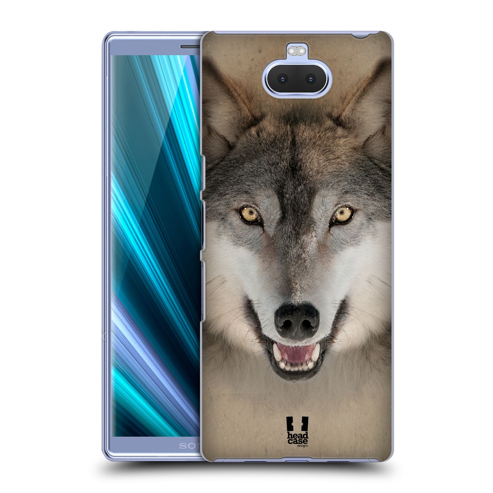 Pouzdro na mobil Sony Xperia 10 - Head Case - vzor Zvířecí tváře 2 vlk šedý