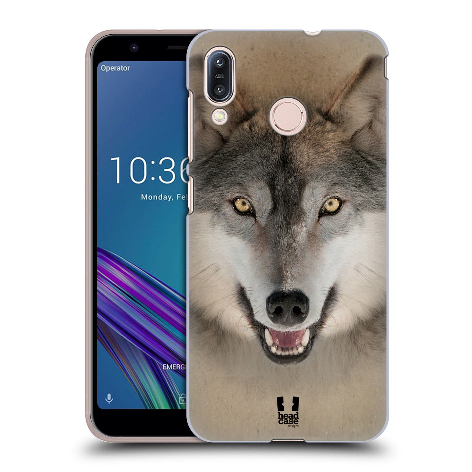 Pouzdro na mobil Asus Zenfone Max M1 (ZB555KL) - HEAD CASE - vzor Zvířecí tváře 2 vlk šedý