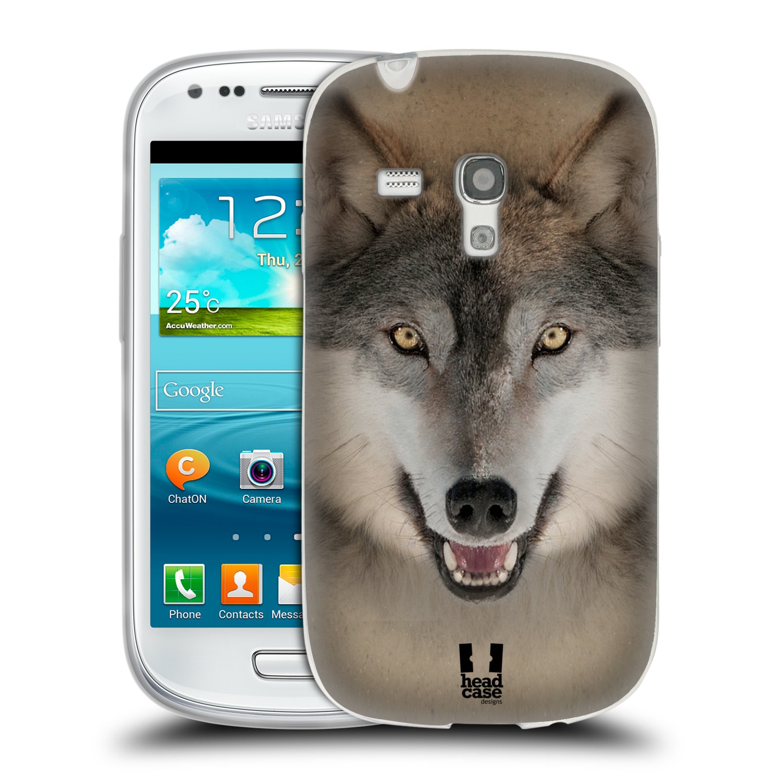 HEAD CASE silikonový obal na mobil Samsung Galaxy S3 MINI i8190 vzor Zvířecí tváře 2 vlk šedý