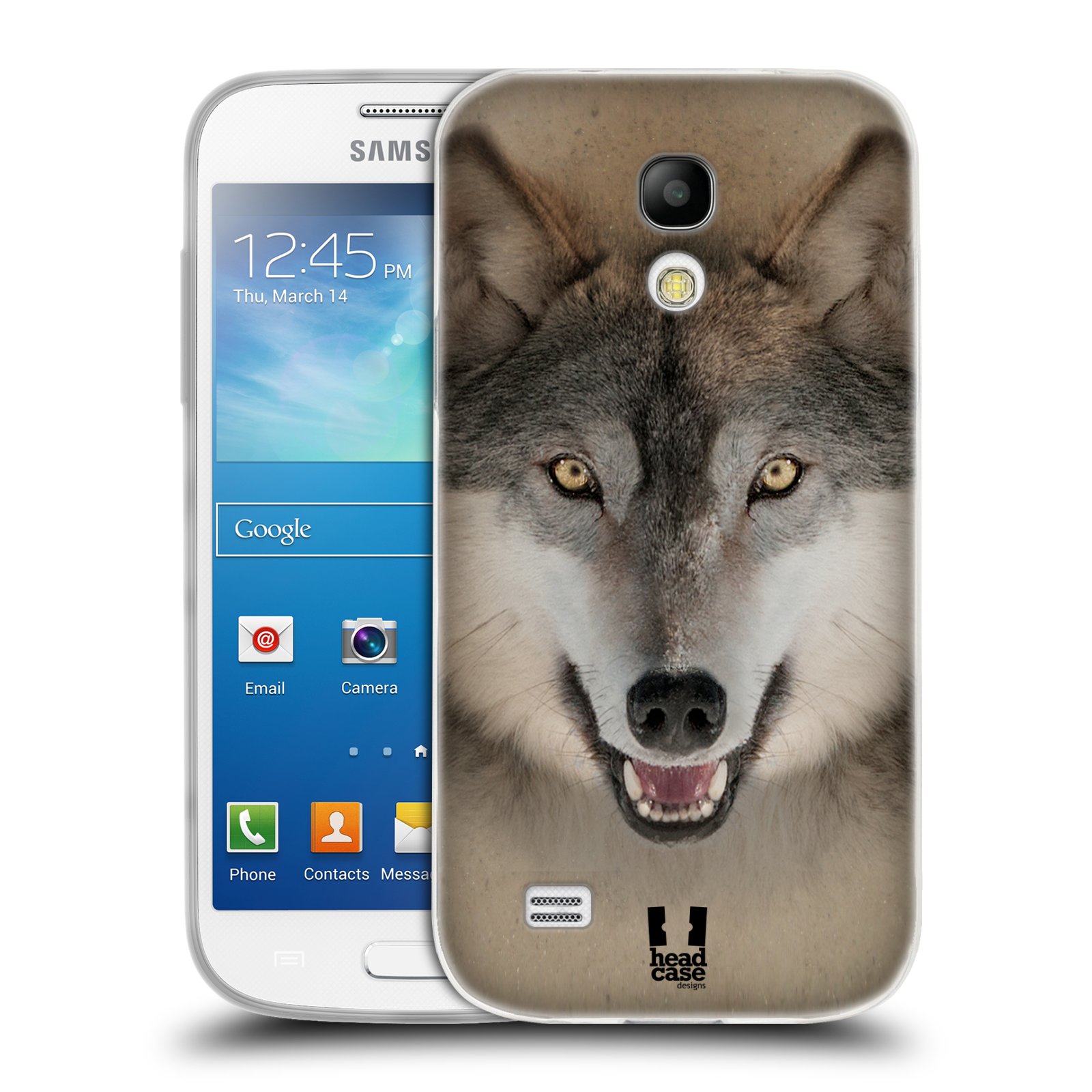 HEAD CASE silikonový obal na mobil Samsung Galaxy S4 MINI vzor Zvířecí tváře 2 vlk šedý