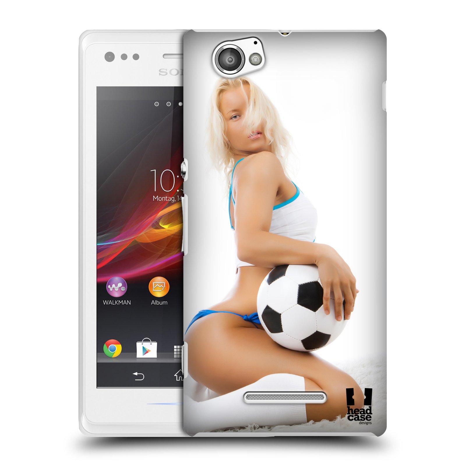 HEAD CASE plastový obal na mobil Sony Xperia M vzor Fotbalové modelky BLONDÝNKA