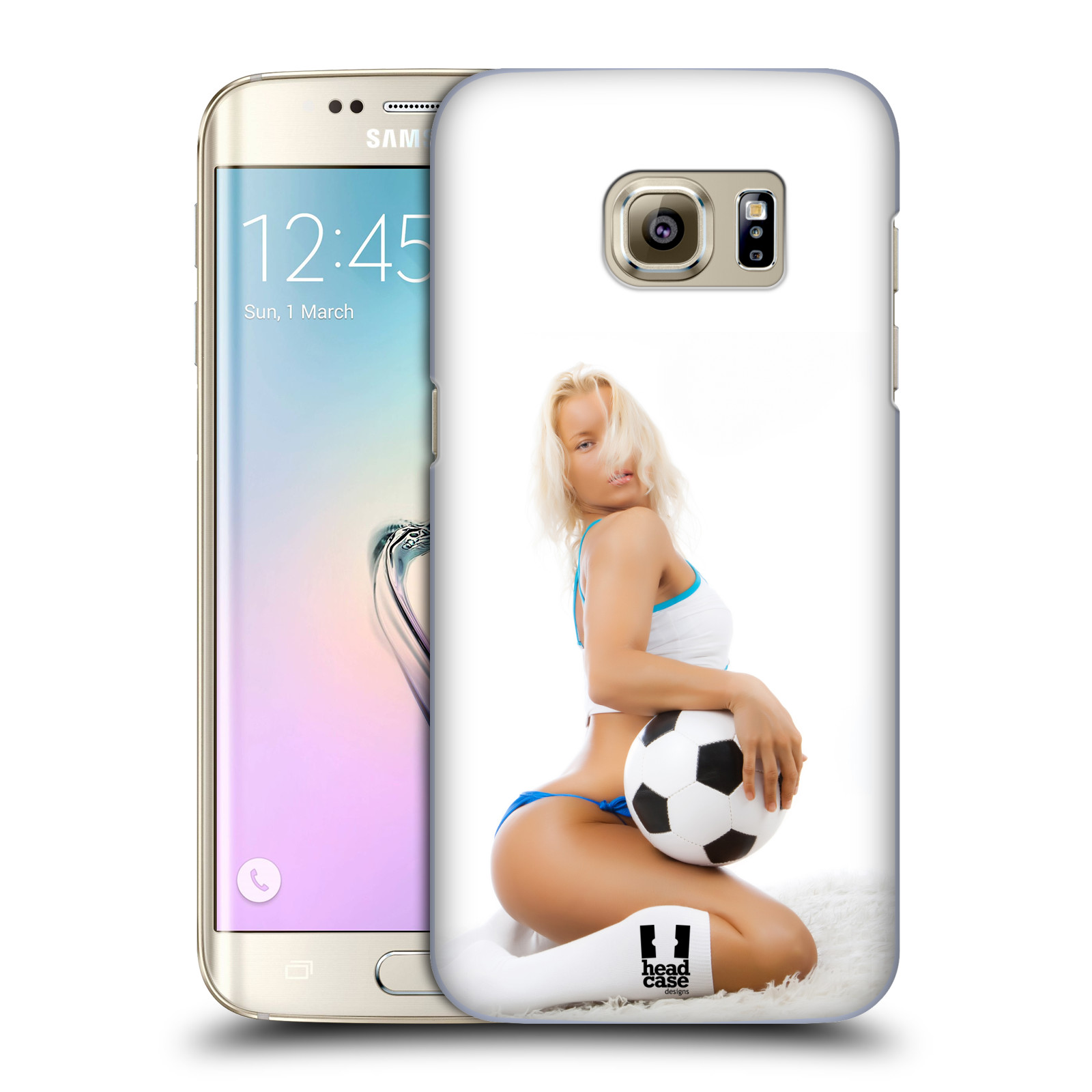 HEAD CASE plastový obal na mobil SAMSUNG GALAXY S7 EDGE vzor Fotbalové modelky BLONDÝNKA