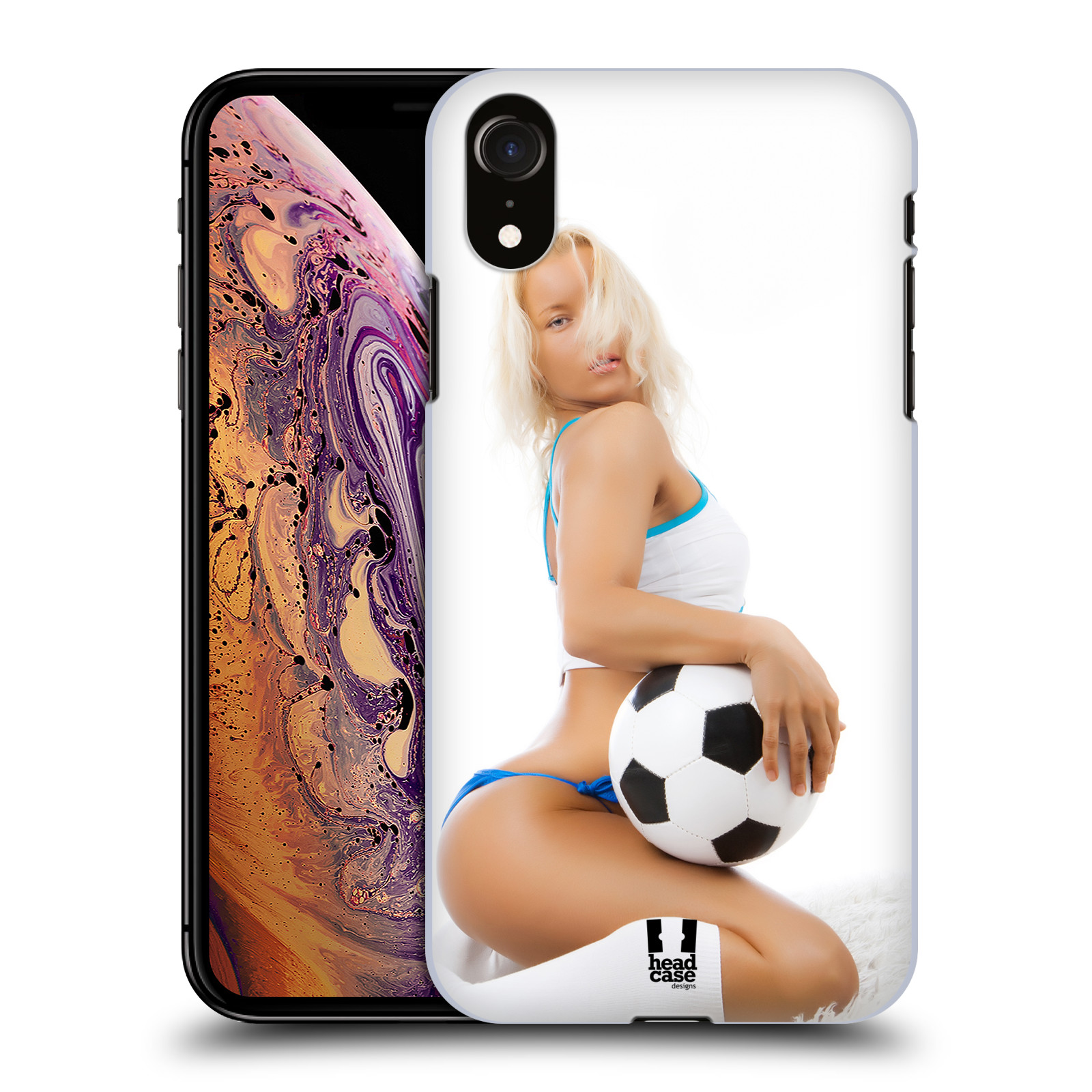 HEAD CASE plastový obal na mobil Apple Iphone XR vzor Fotbalové modelky BLONDÝNKA