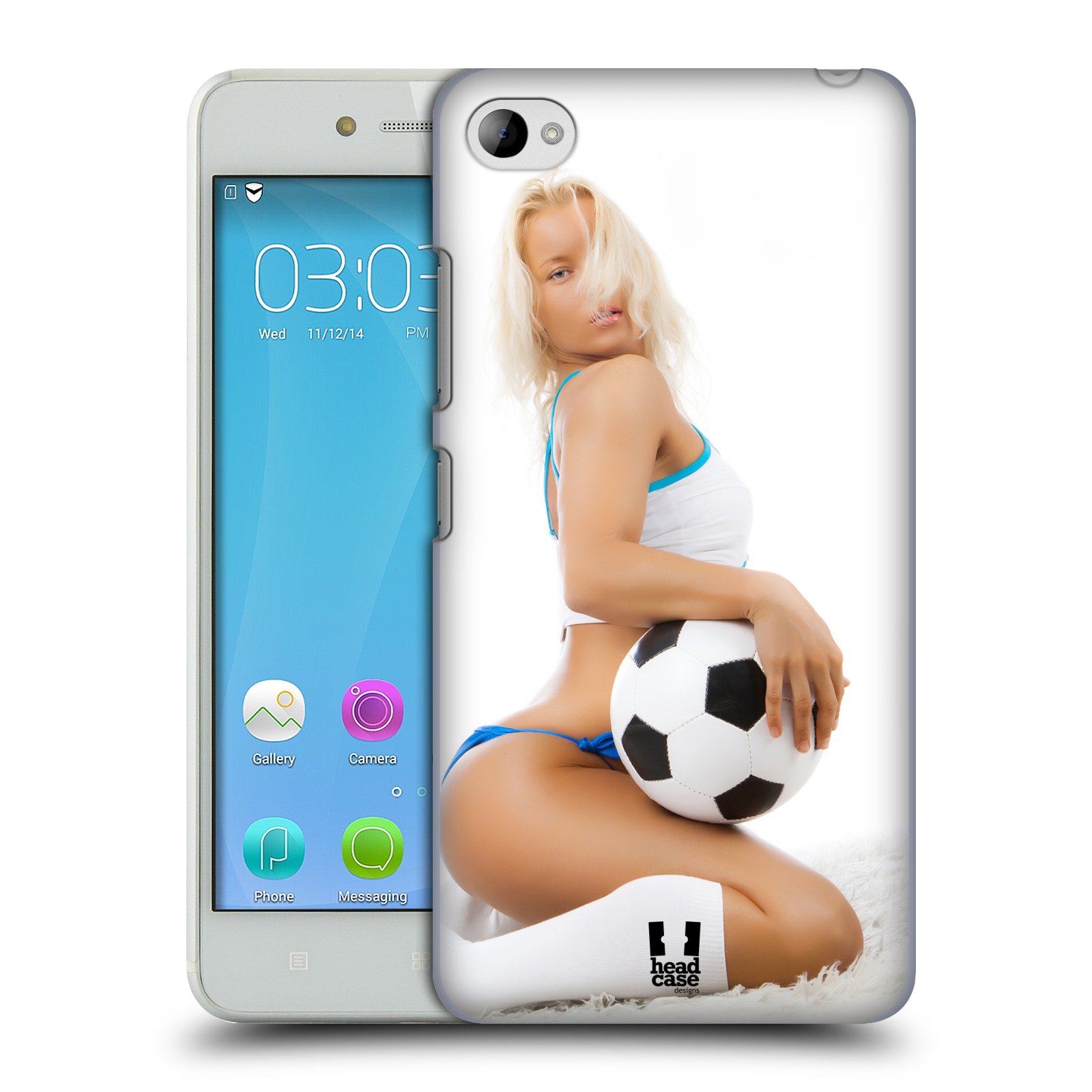 HEAD CASE pevný plastový obal na mobil LENOVO S90 vzor Fotbalové modelky BLONDÝNKA