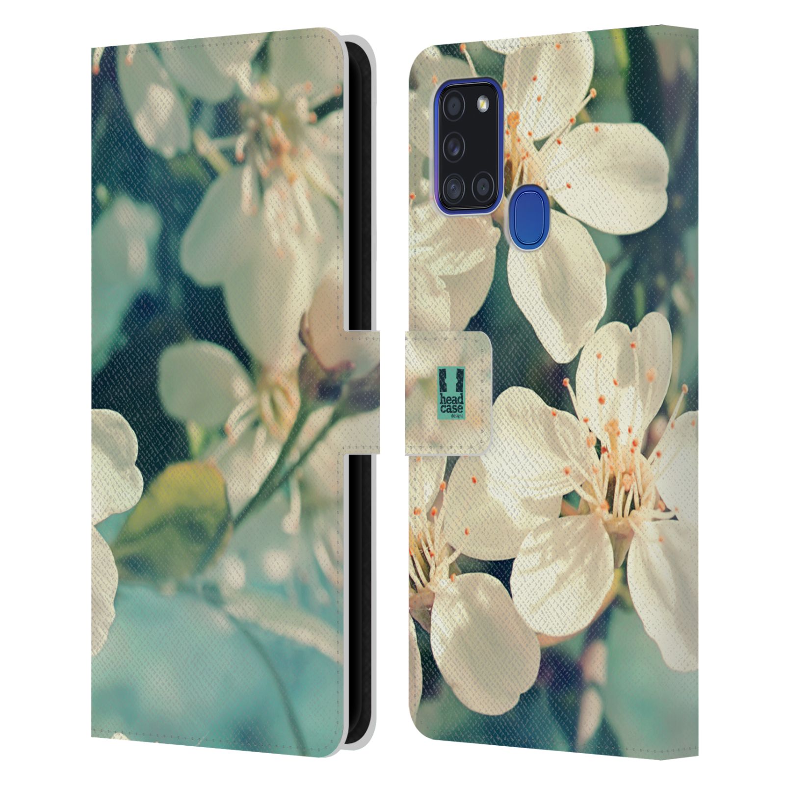 HEAD CASE Flipové pouzdro pro mobil Samsung Galaxy A21s květy foto rozkvetlá třešeň