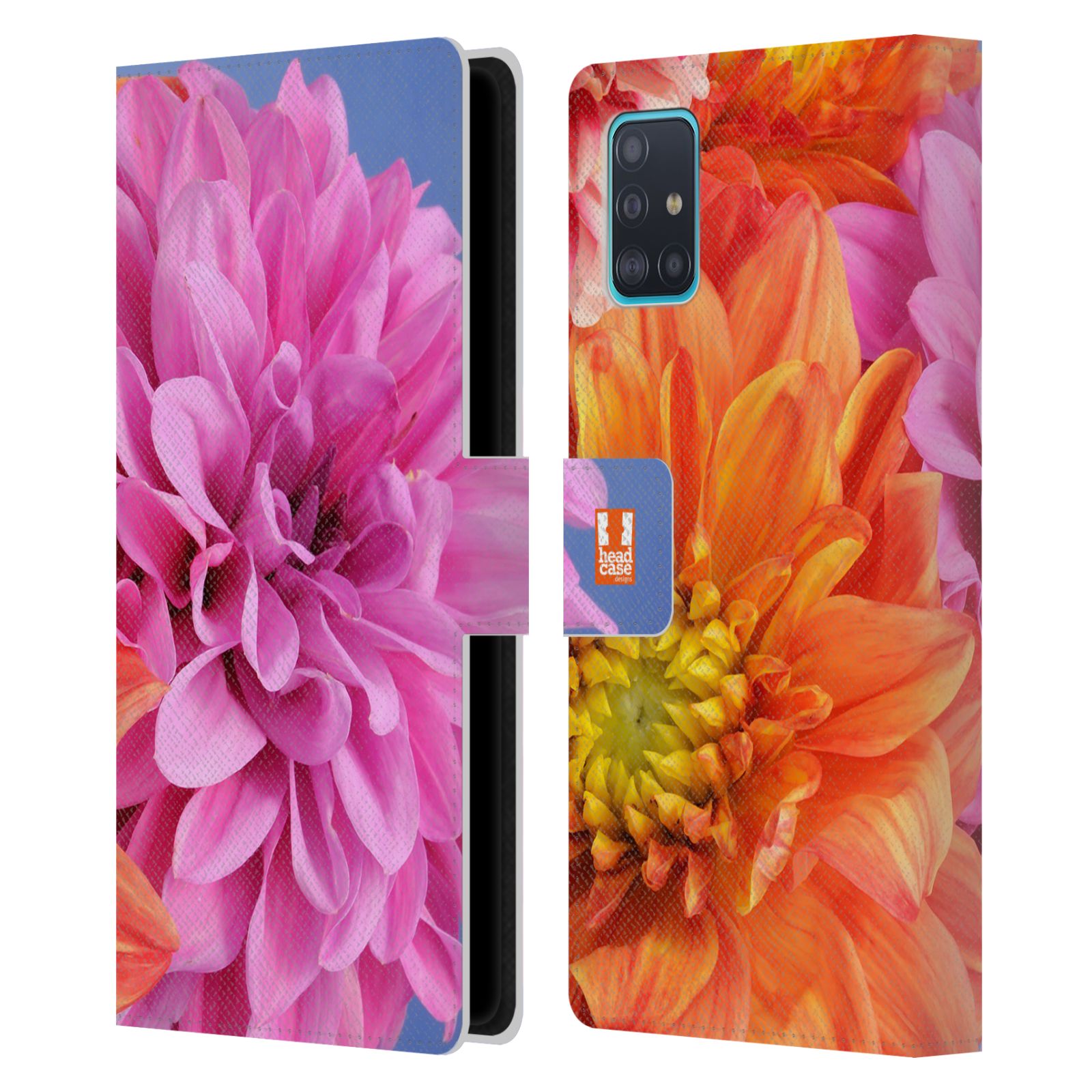 Pouzdro na mobil Samsung Galaxy A51 (A515F) květy foto Jiřinka růžová a oranžová