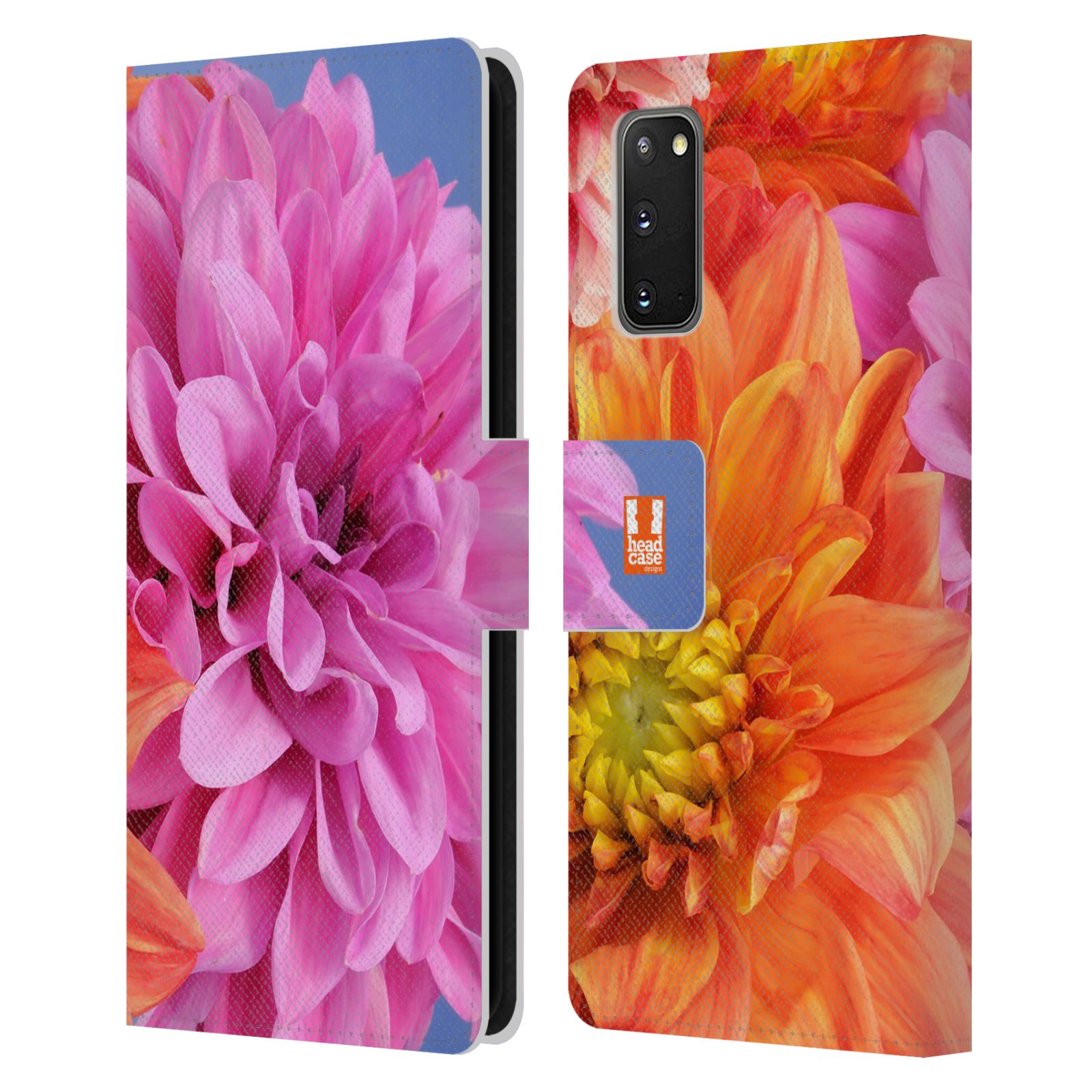 Pouzdro na mobil Samsung Galaxy S20 květy foto Jiřinka růžová a oranžová