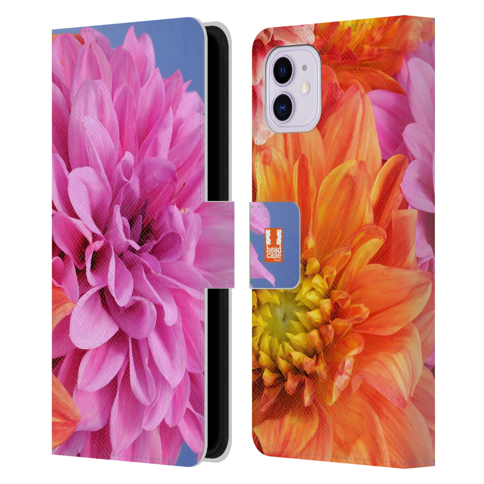 Pouzdro na mobil Apple Iphone 11 květy foto Jiřinka růžová a oranžová