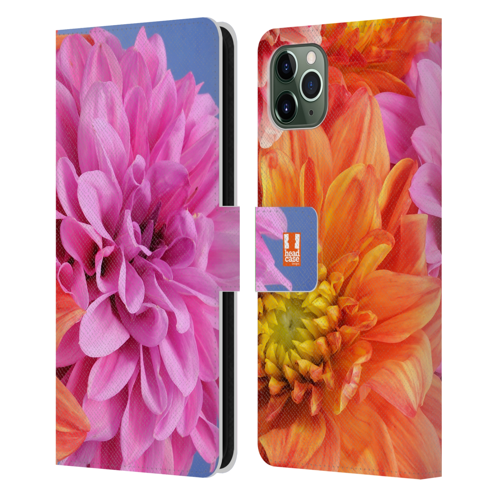 Pouzdro na mobil Apple Iphone 11 PRO MAX květy foto Jiřinka růžová a oranžová