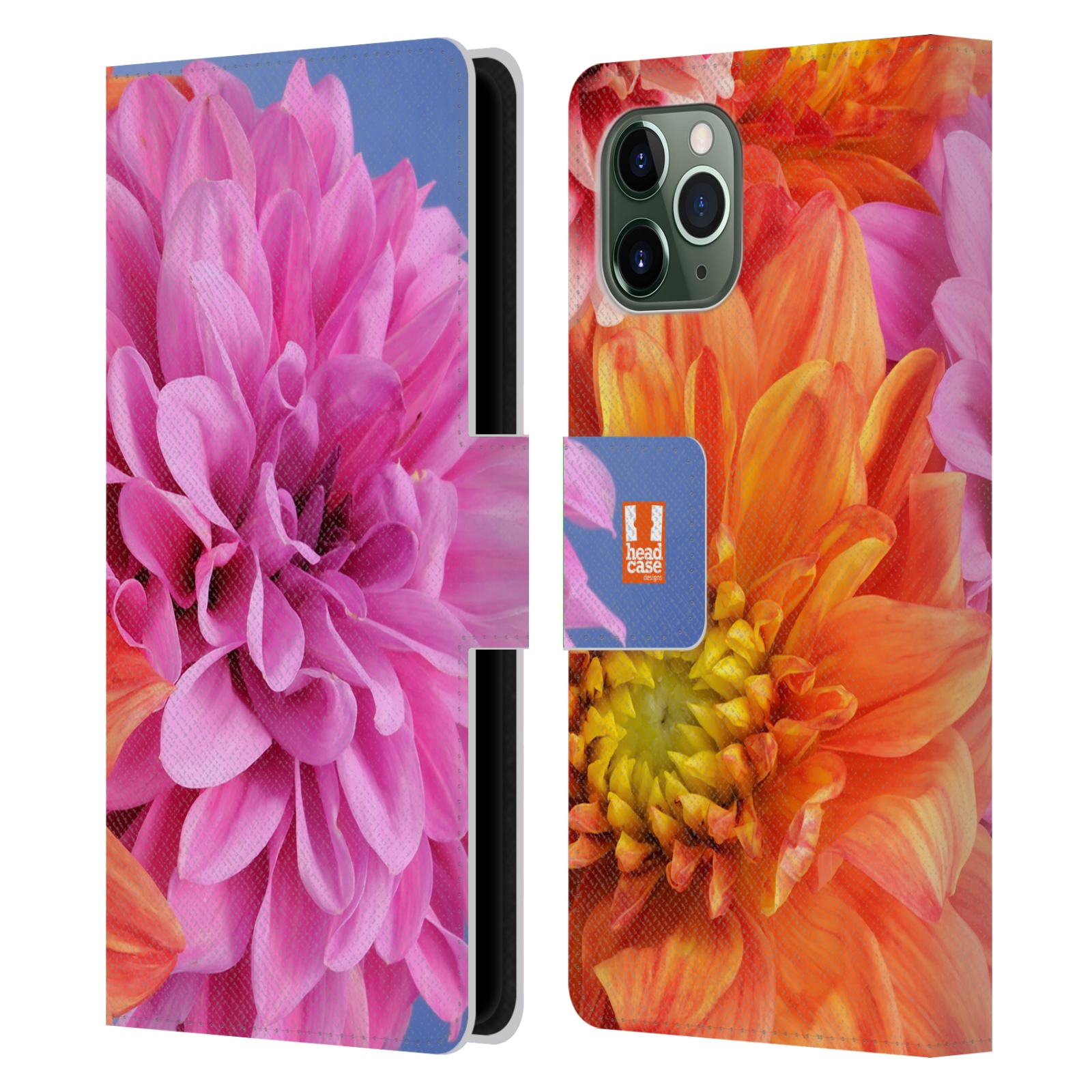 Pouzdro na mobil Apple Iphone 11 PRO květy foto Jiřinka růžová a oranžová