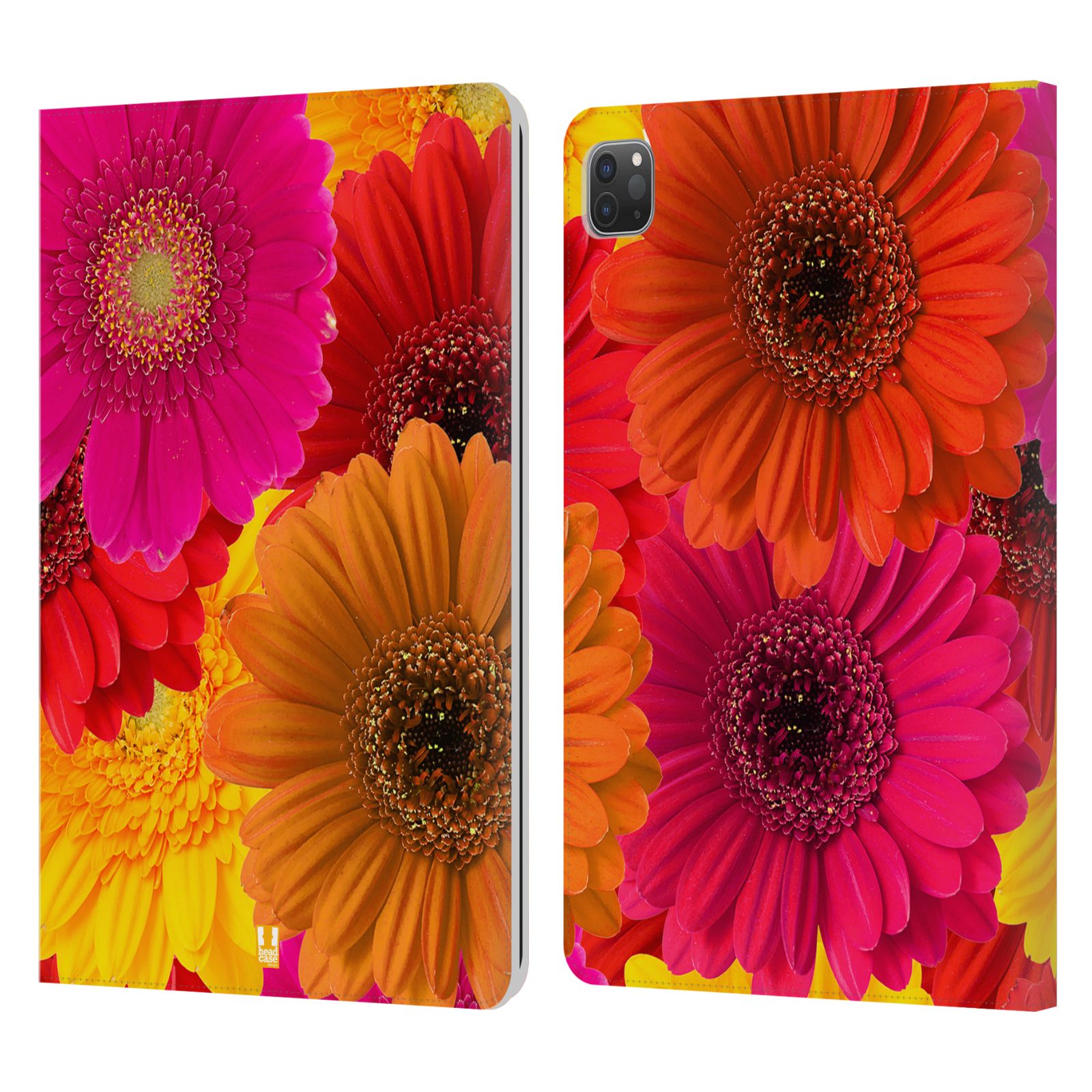 Pouzdro pro tablet Apple Ipad Pro 11 - HEAD CASE - květy foto fialová, oranžová GERBERA