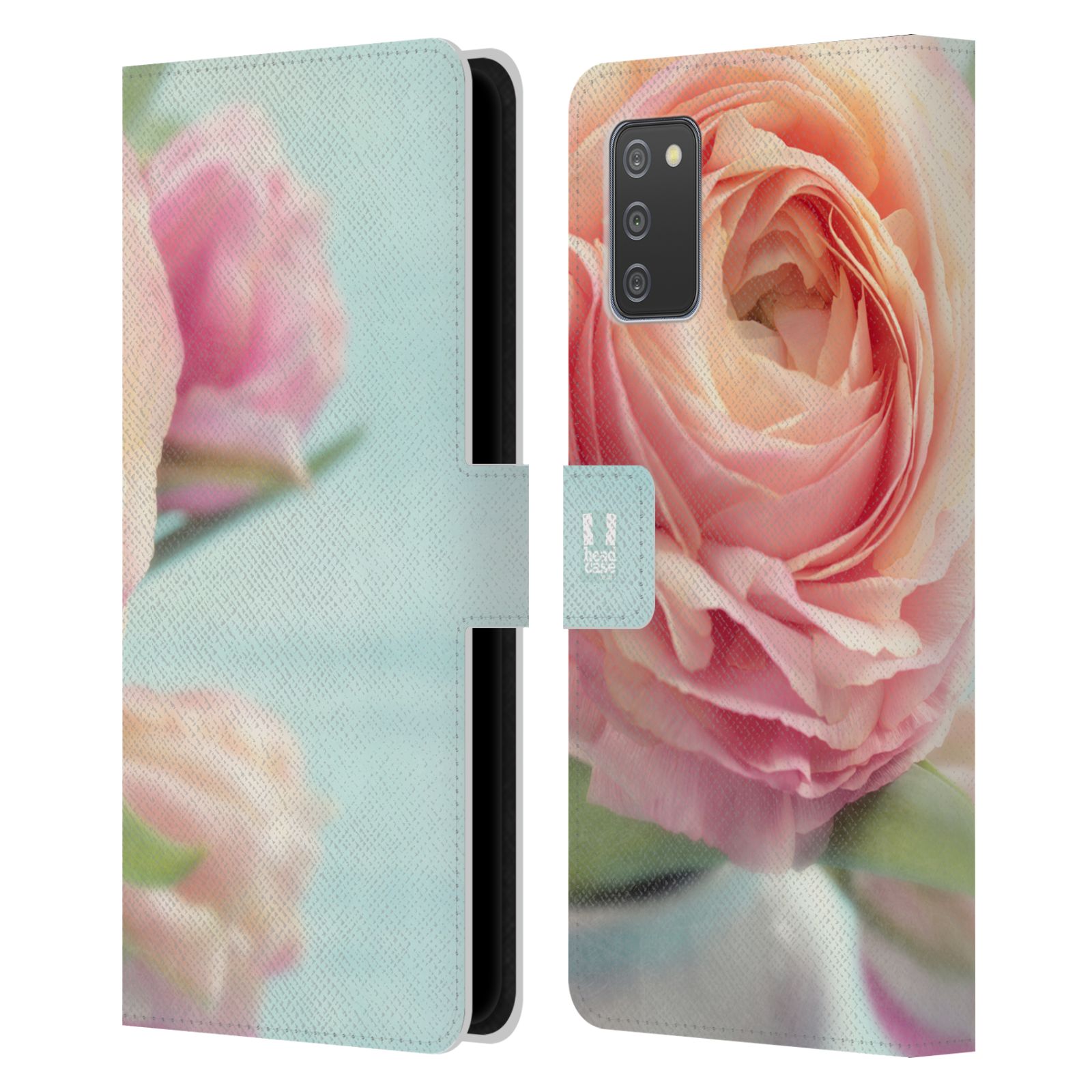 Pouzdro HEAD CASE na mobil Samsung Galaxy A02s květy foto růže růžová