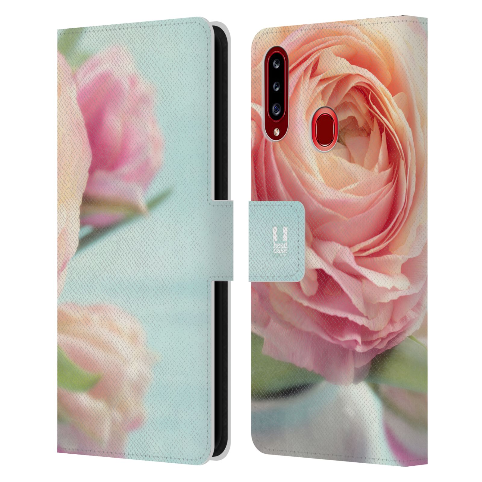 HEAD CASE Flipové pouzdro pro mobil Samsung Galaxy A20s květy foto růže růžová