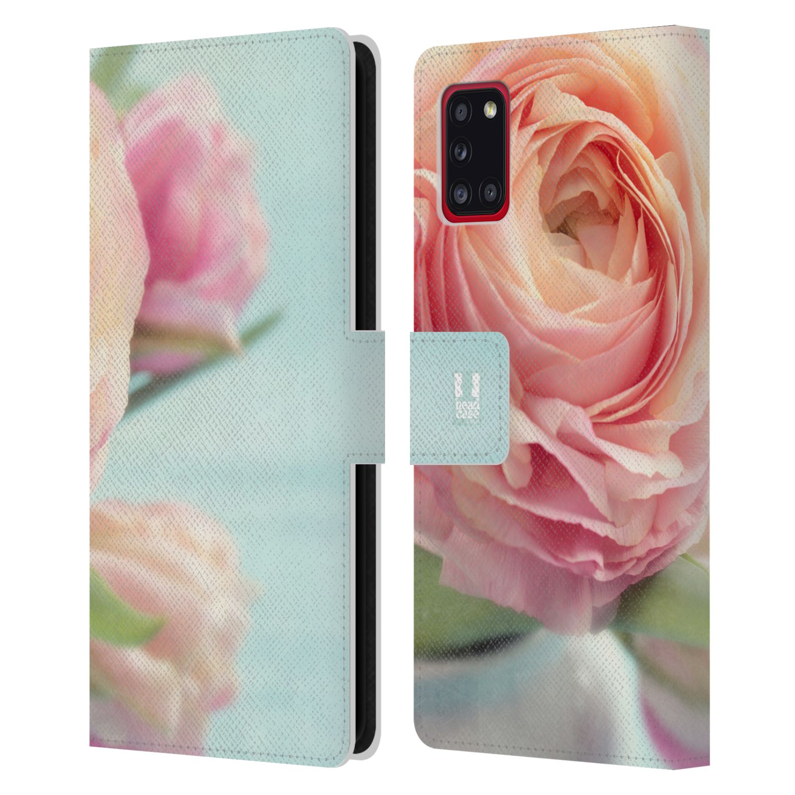 Pouzdro HEAD CASE na mobil Samsung Galaxy A31 květy foto růže růžová