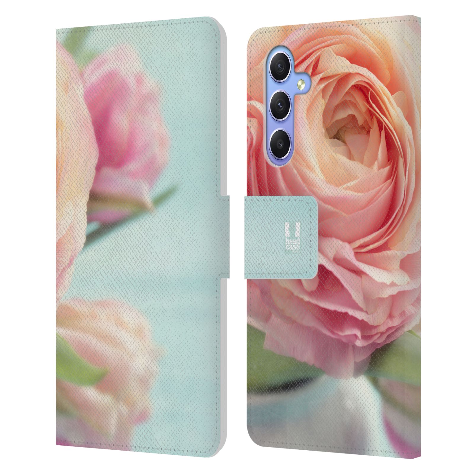 Pouzdro HEAD CASE na mobil Samsung Galaxy A34 5G květy foto růže růžová