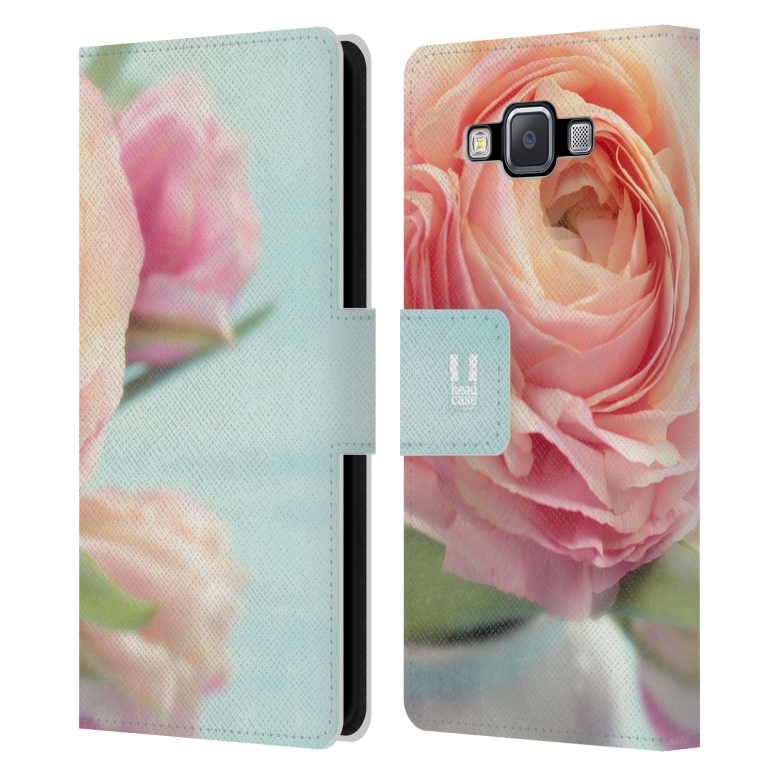 HEAD CASE Flipové pouzdro pro mobil Samsung Galaxy A5 květy foto růže růžová
