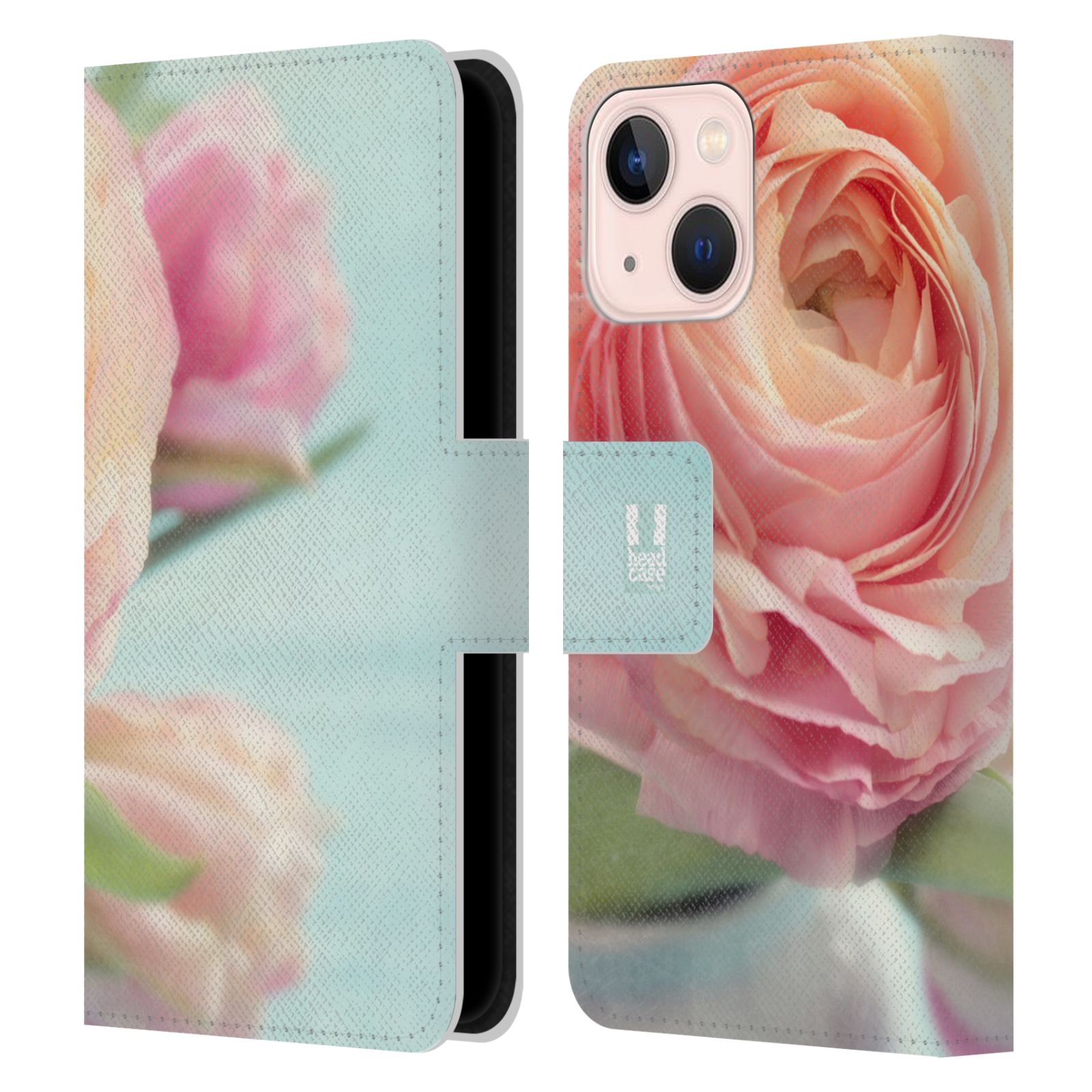 Pouzdro HEAD CASE na mobil Apple Iphone 13 MINI květy foto růže růžová