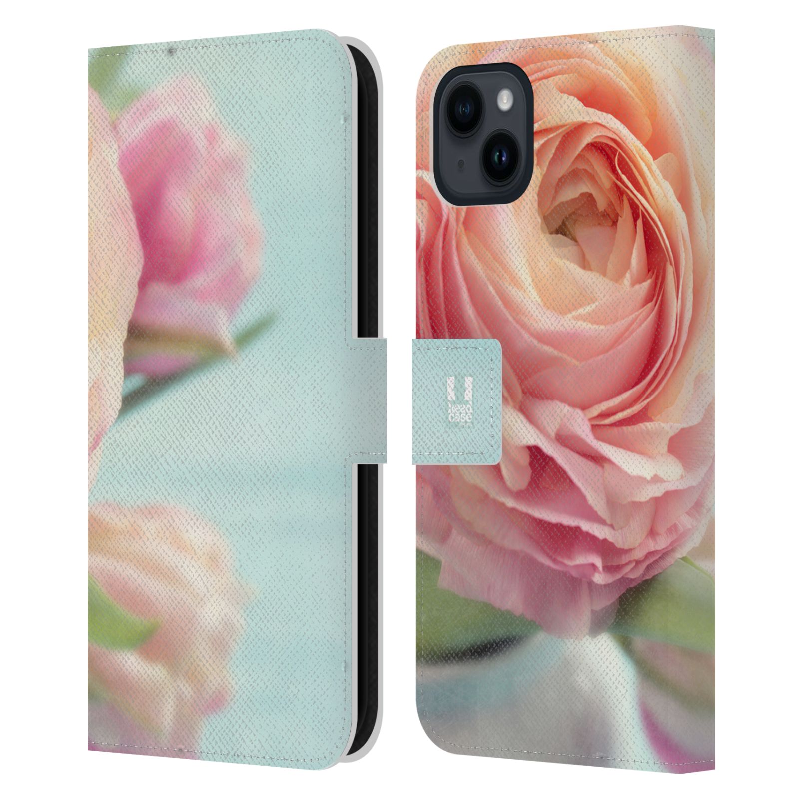 Pouzdro HEAD CASE na mobil Apple Iphone 15 PLUS květy foto růže růžová