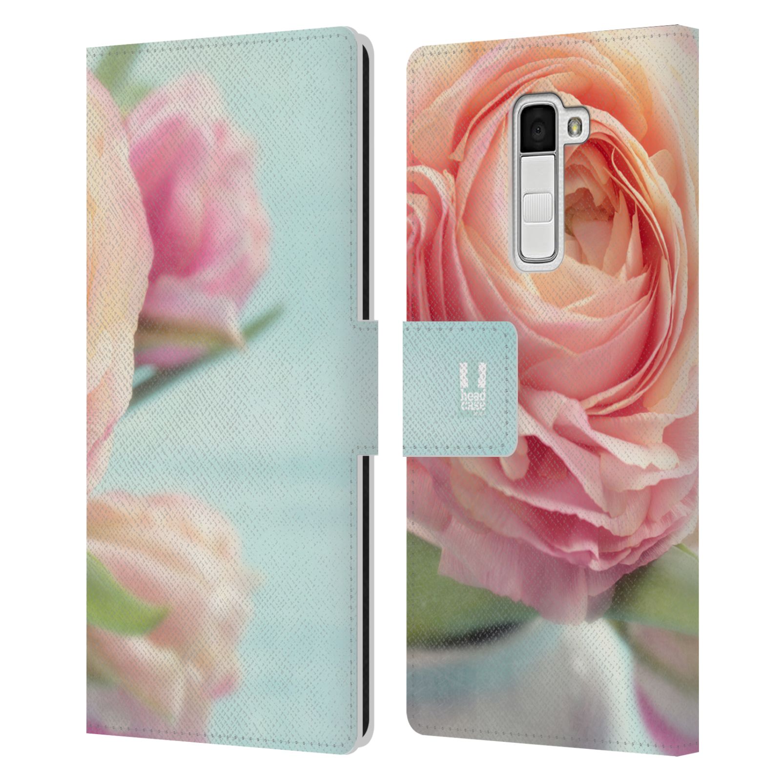 HEAD CASE Flipové pouzdro pro mobil LG K10 květy foto růže růžová