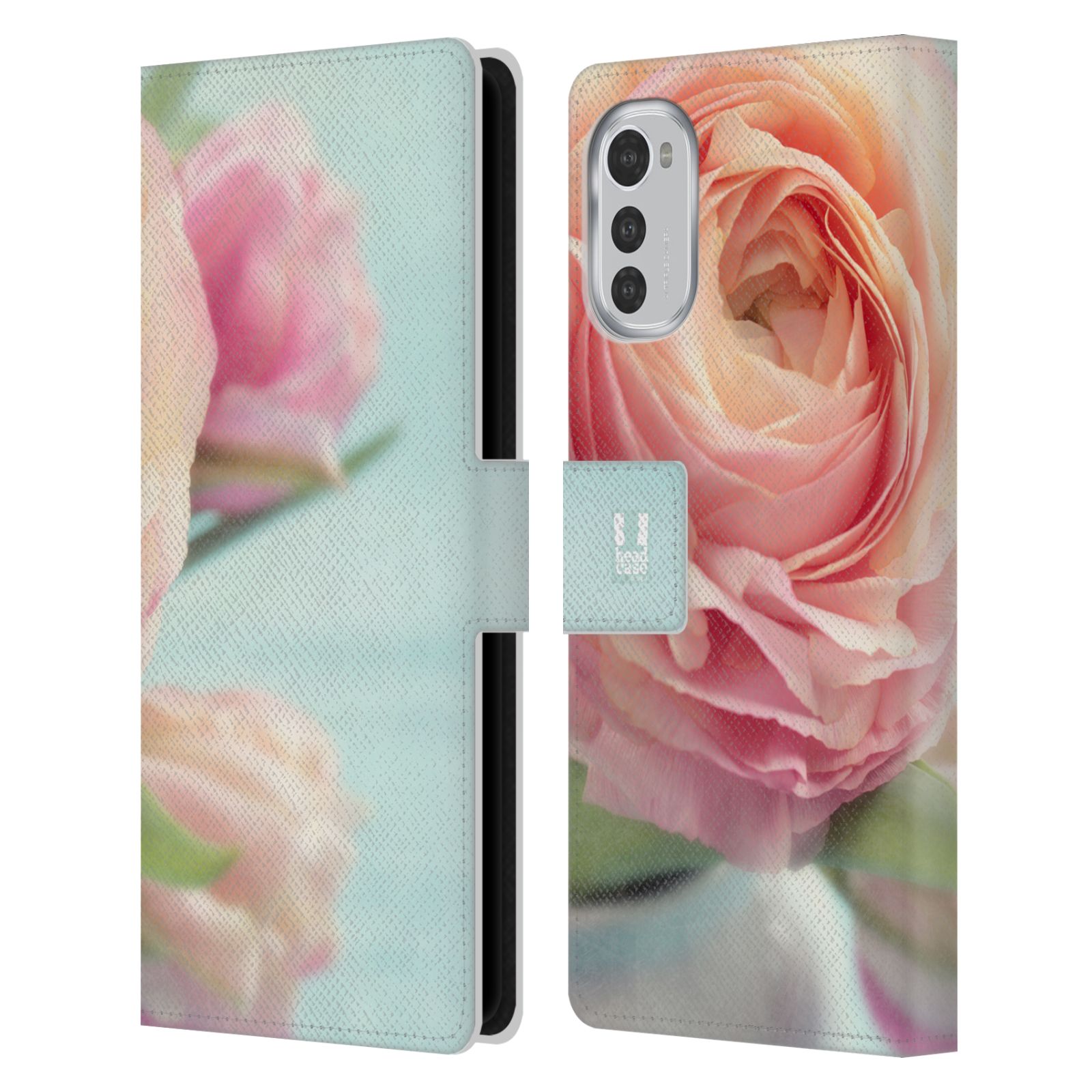 Pouzdro HEAD CASE na mobil Motorola Moto E32 / E32s květy foto růže růžová