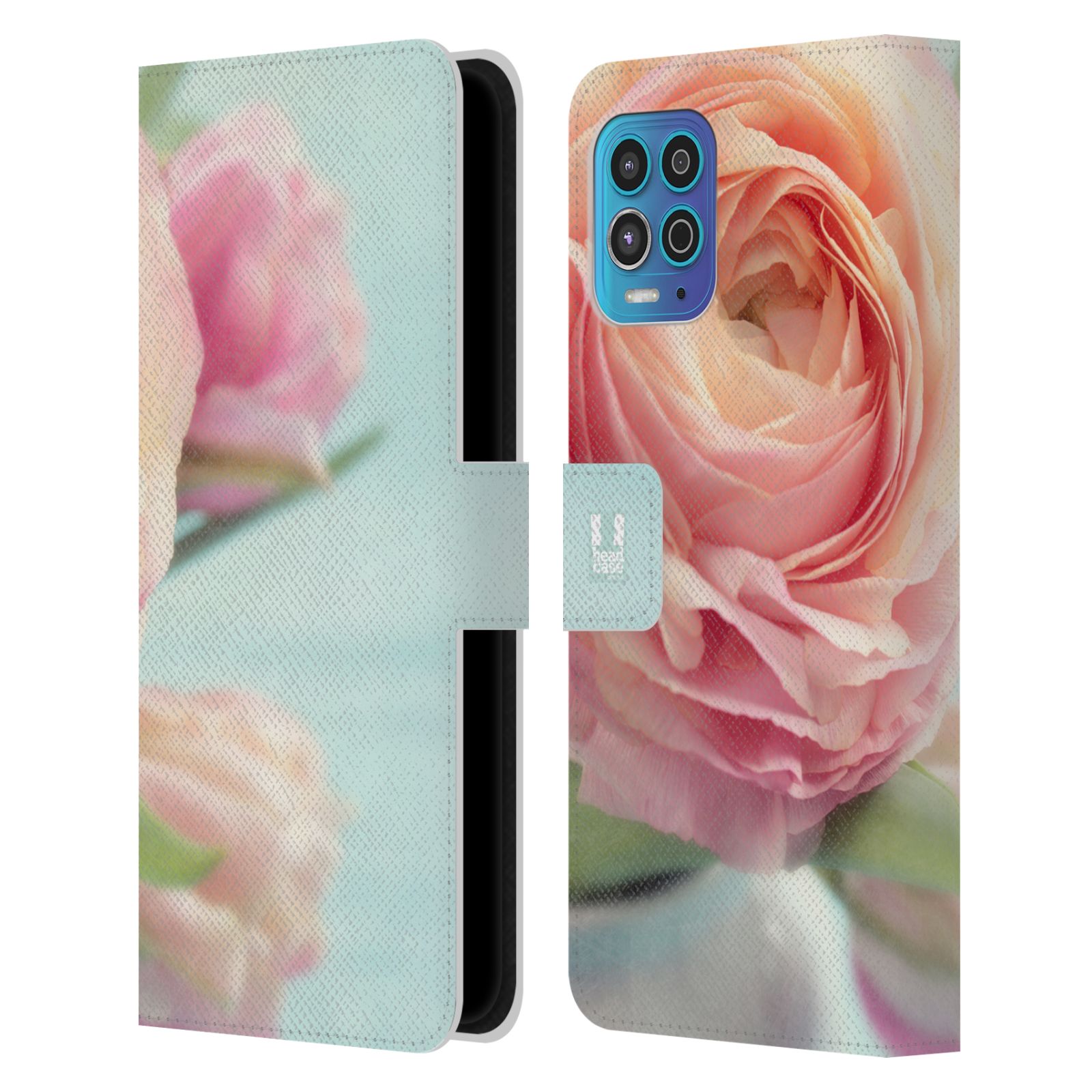 Pouzdro HEAD CASE na mobil Motorola MOTO G100 květy foto růže růžová