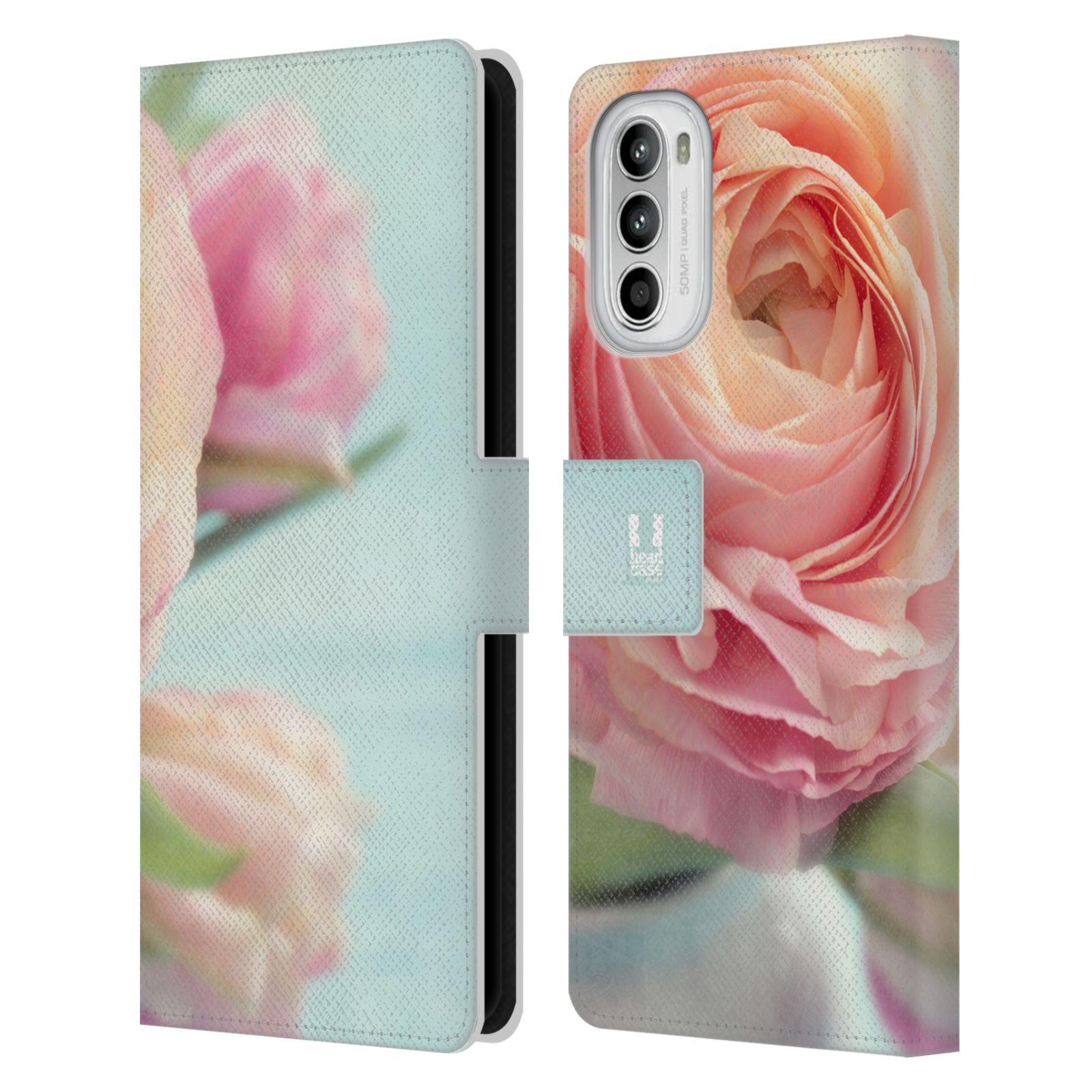 Pouzdro HEAD CASE na mobil Motorola Moto G52 květy foto růže růžová