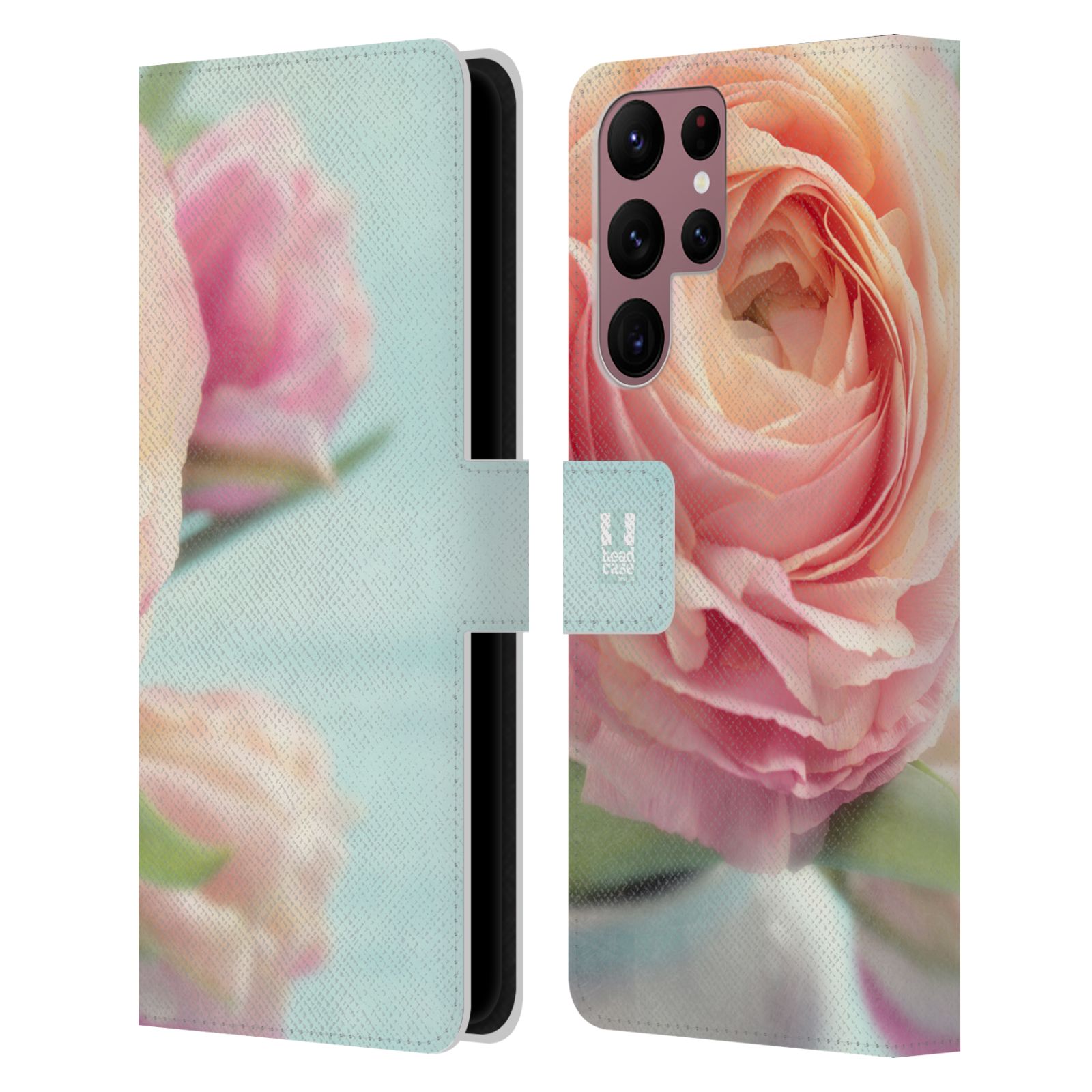 Pouzdro HEAD CASE na mobil Samsung Galaxy S22 ULTRA 5G květy foto růže růžová