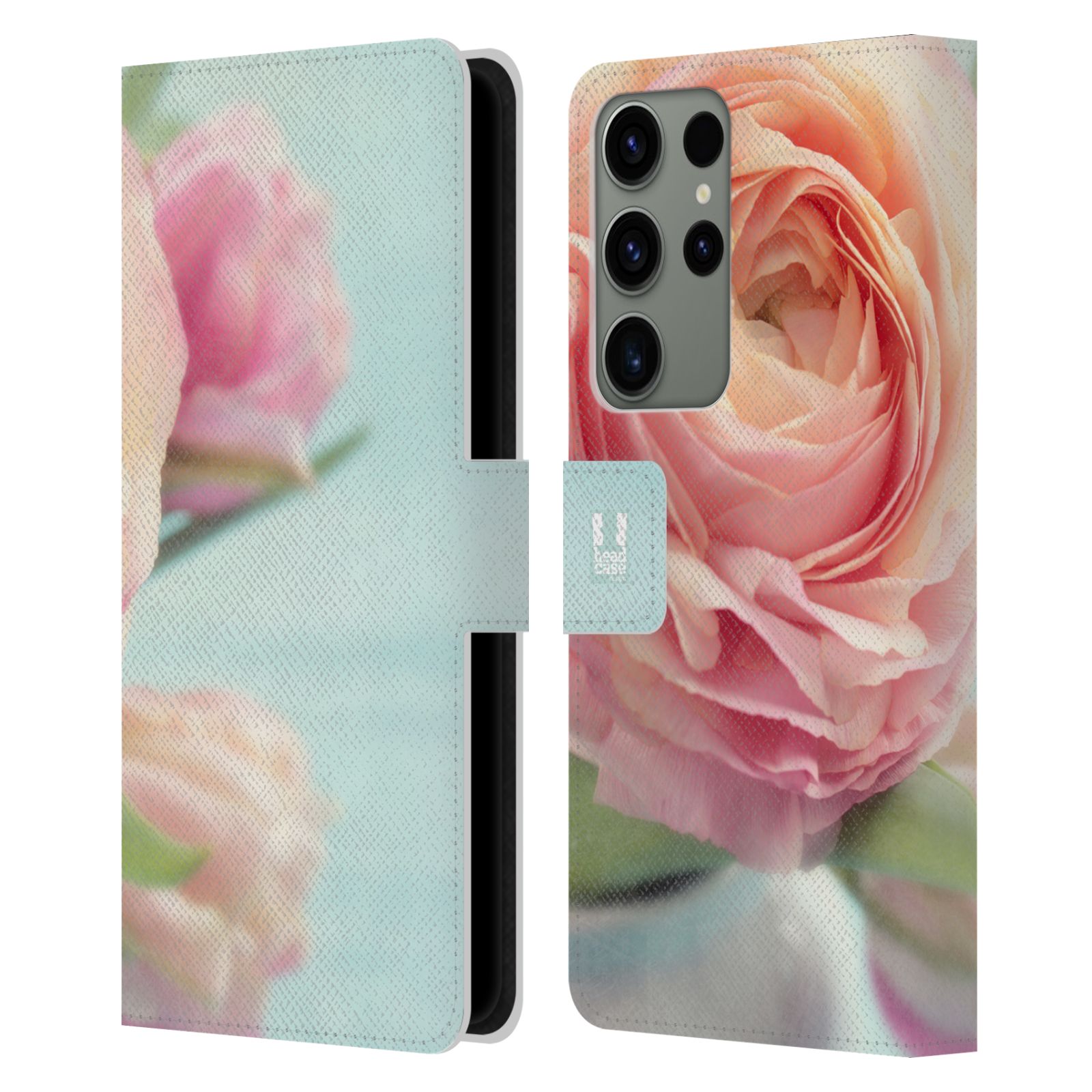 Pouzdro HEAD CASE na mobil Samsung Galaxy S23 ULTRA květy foto růže růžová