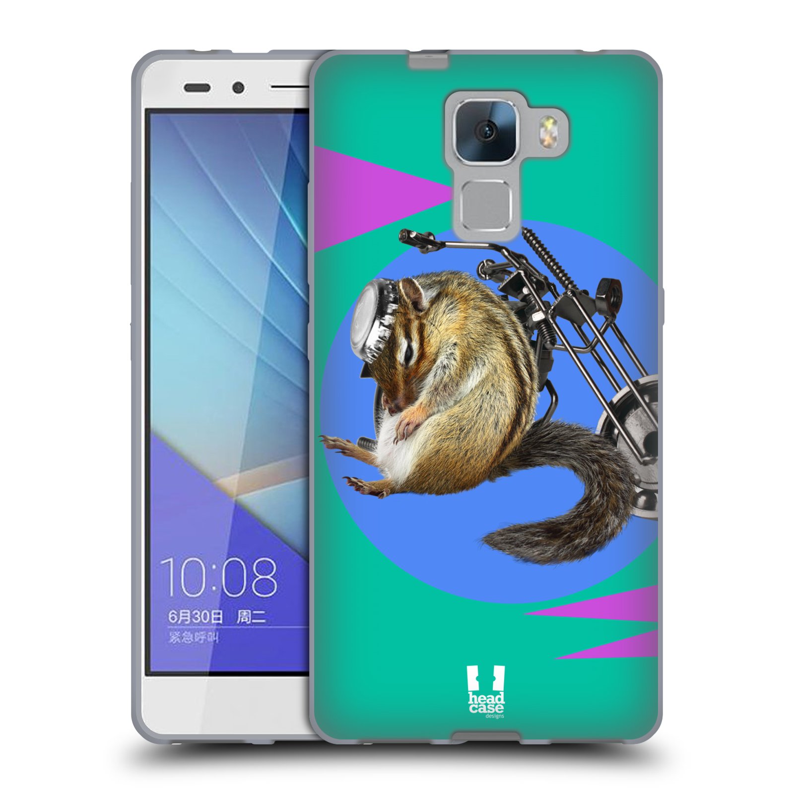HEAD CASE silikonový obal na mobil Huawei Honor 7 Legrační zvířátka veverka motorkář chipmunk