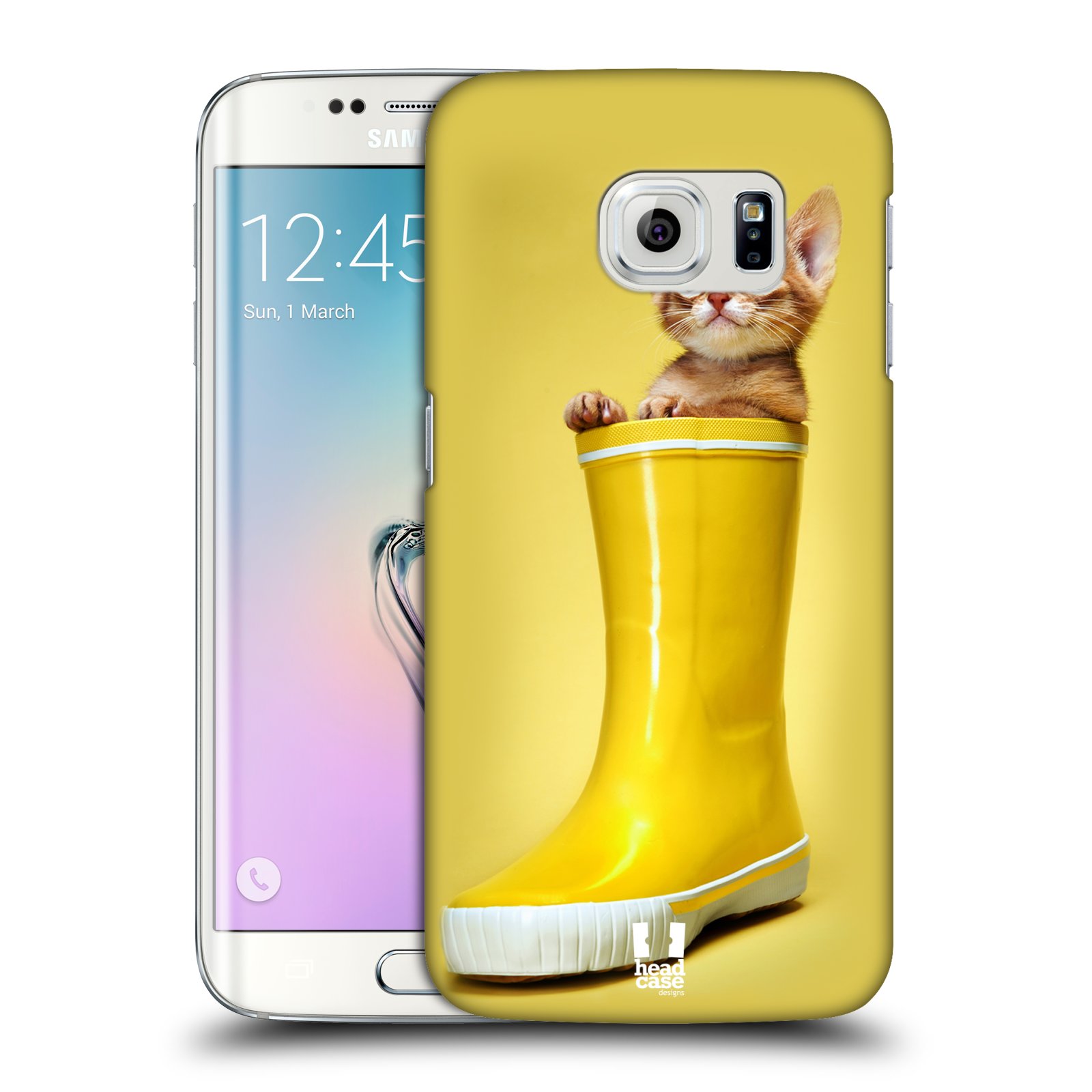 HEAD CASE plastový obal na mobil SAMSUNG Galaxy S6 EDGE (G9250, G925, G925F) vzor Legrační zvířátka kotě v botě žlutá