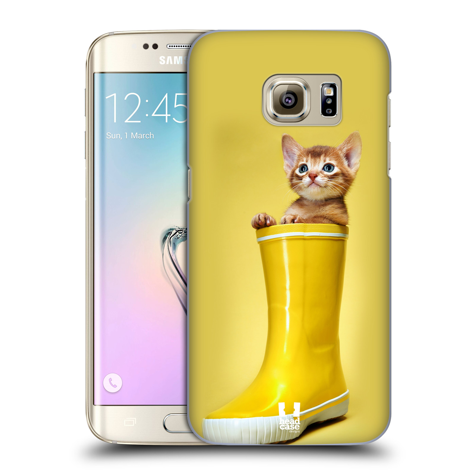 HEAD CASE plastový obal na mobil SAMSUNG GALAXY S7 EDGE vzor Legrační zvířátka kotě v botě žlutá