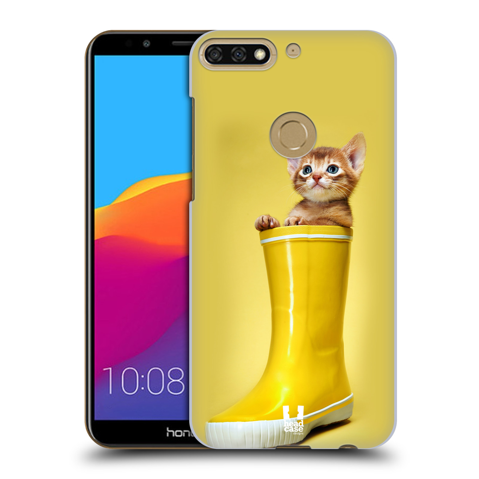 HEAD CASE plastový obal na mobil Honor 7c vzor Legrační zvířátka kotě v botě žlutá