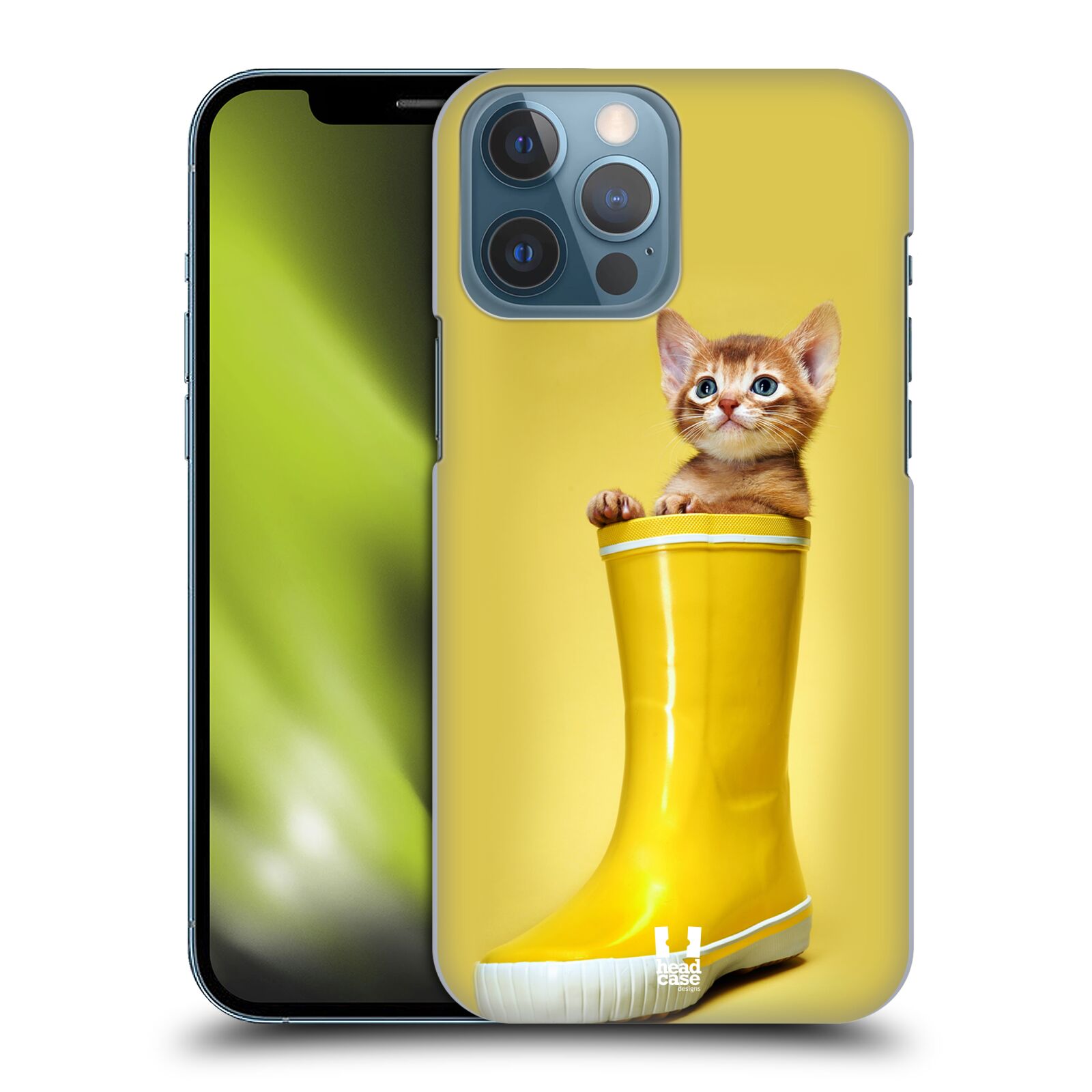 Plastový obal HEAD CASE na mobil Apple Iphone 13 PRO MAX vzor Legrační zvířátka kotě v botě žlutá