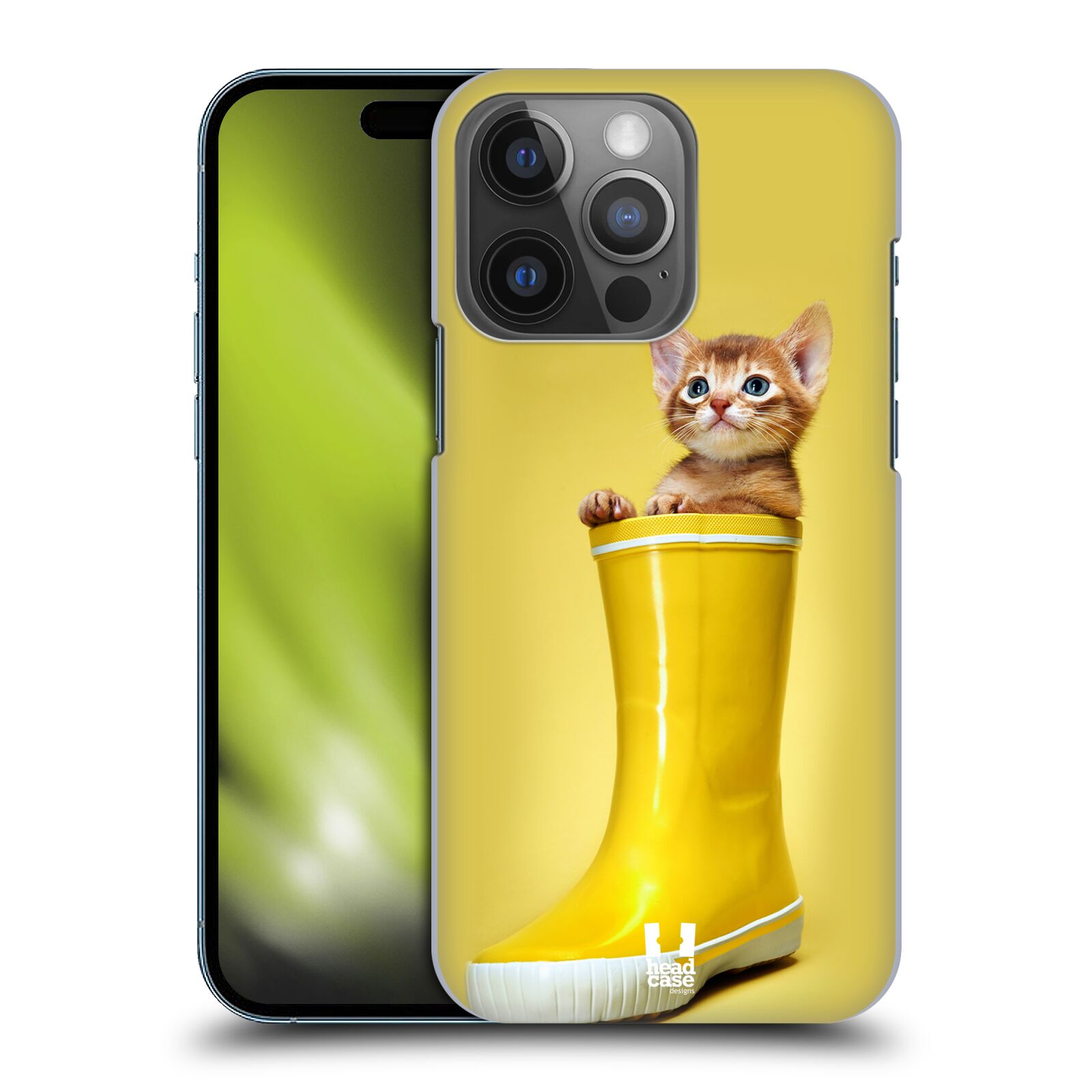 Plastový obal HEAD CASE na mobil Apple Iphone 14 PRO vzor Legrační zvířátka kotě v botě žlutá