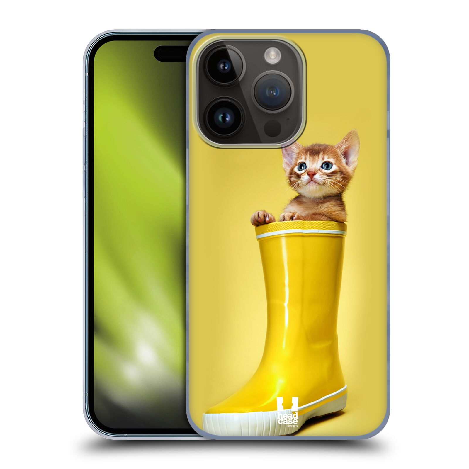 Plastový obal HEAD CASE na mobil Apple Iphone 15 Pro vzor Legrační zvířátka kotě v botě žlutá