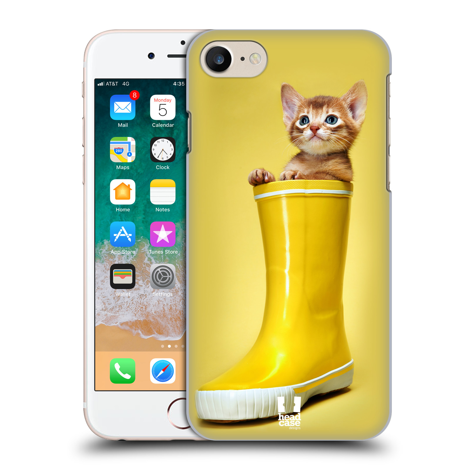 Plastové pouzdro pro mobil Apple Iphone 7/8/SE 2020 vzor Legrační zvířátka kotě v botě žlutá