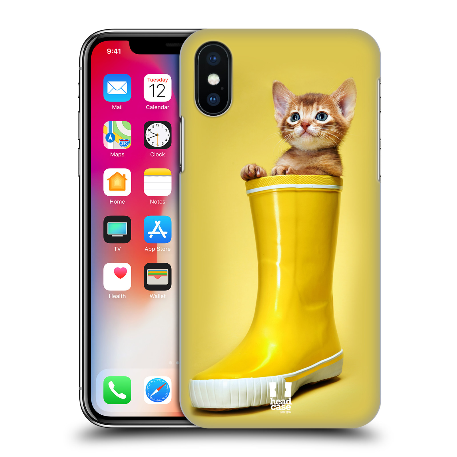 HEAD CASE plastový obal na mobil Apple Iphone X / XS vzor Legrační zvířátka kotě v botě žlutá