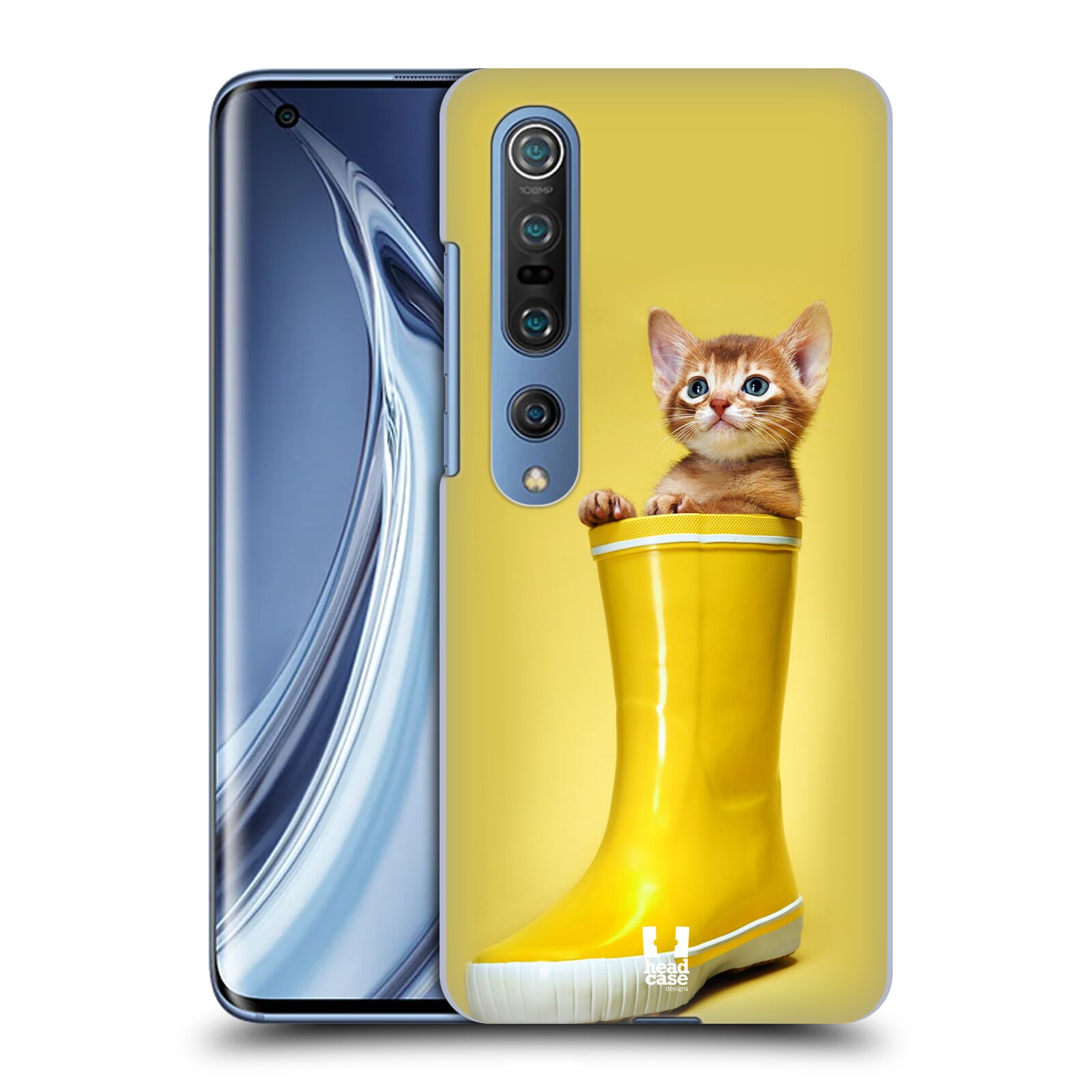 HEAD CASE plastový obal na mobil Xiaomi Mi 10 vzor Legrační zvířátka kotě v botě žlutá