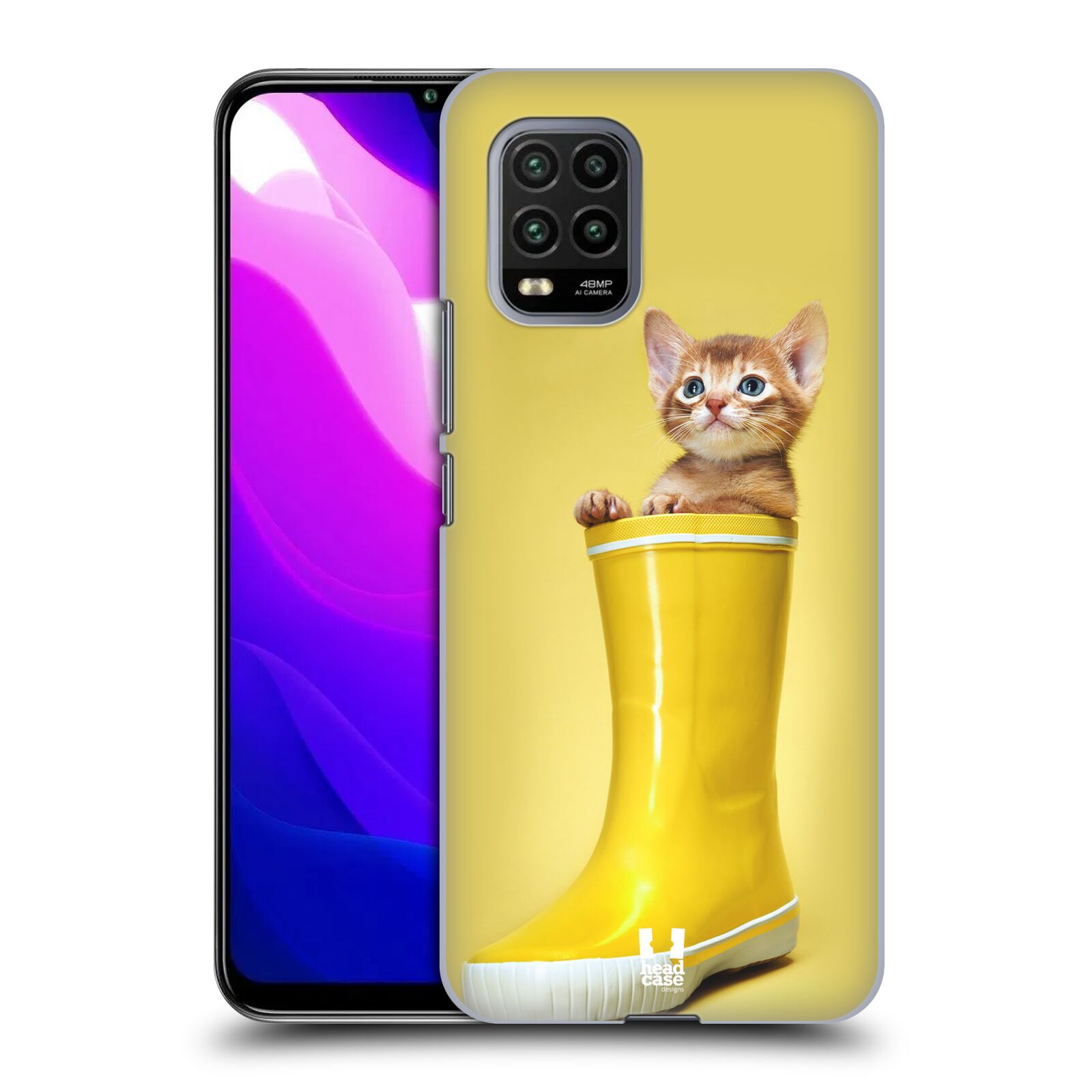Zadní kryt, obal na mobil Xiaomi Mi 10 LITE vzor Legrační zvířátka kotě v botě žlutá