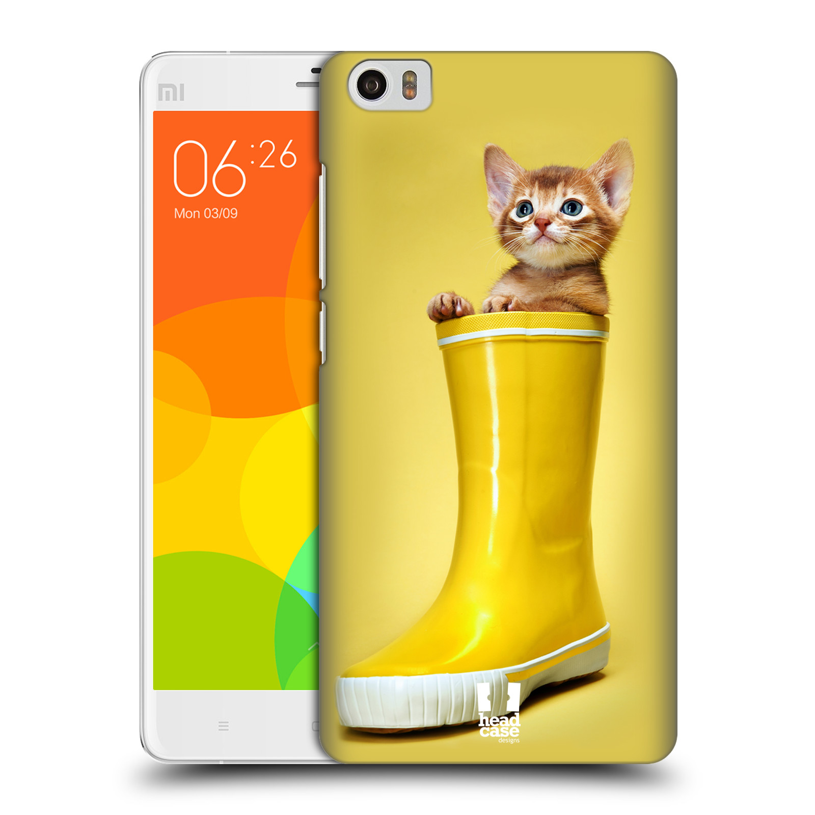HEAD CASE pevný plastový obal na mobil XIAOMI Mi Note vzor Legrační zvířátka kotě v botě žlutá