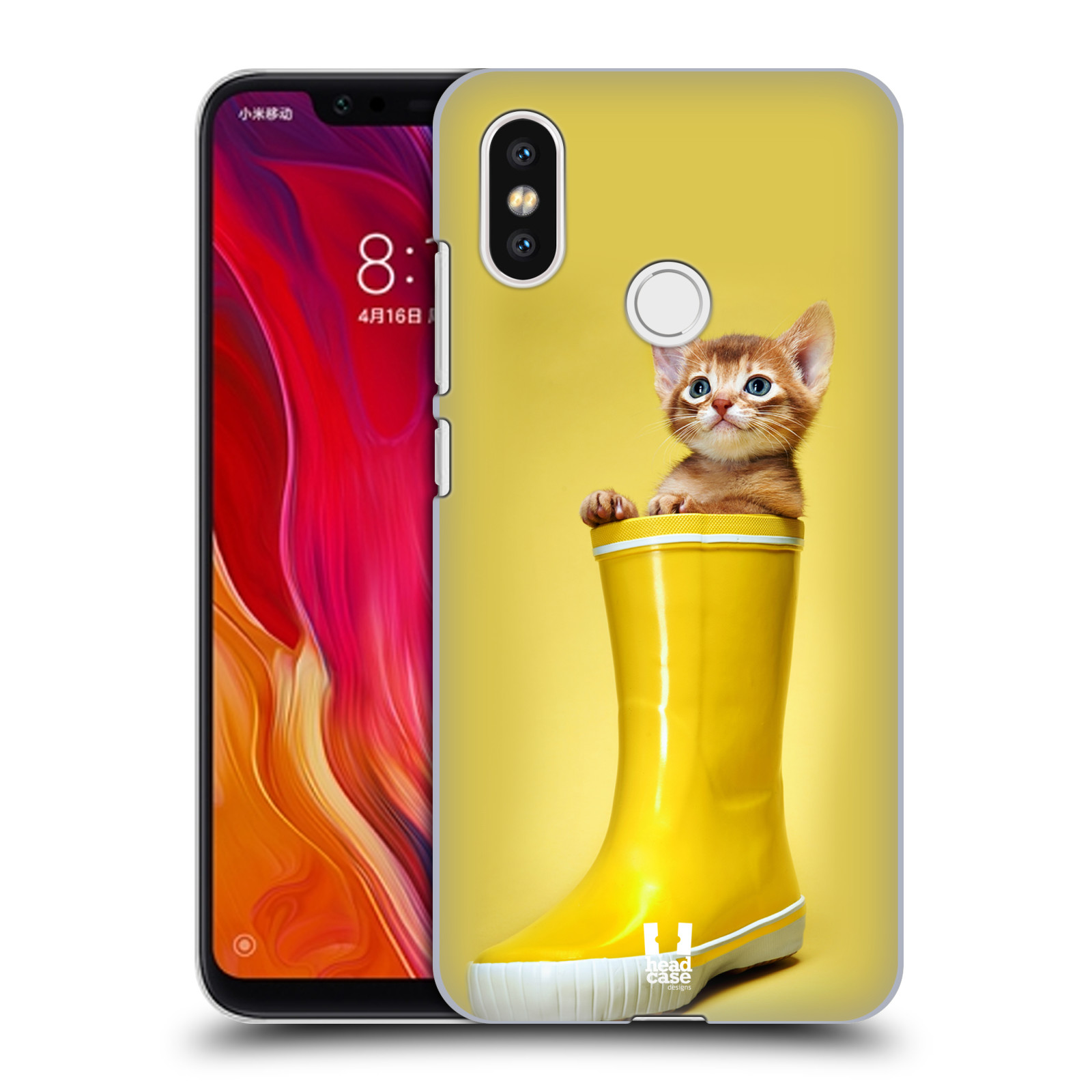 HEAD CASE plastový obal na mobil Xiaomi Mi 8 vzor Legrační zvířátka kotě v botě žlutá