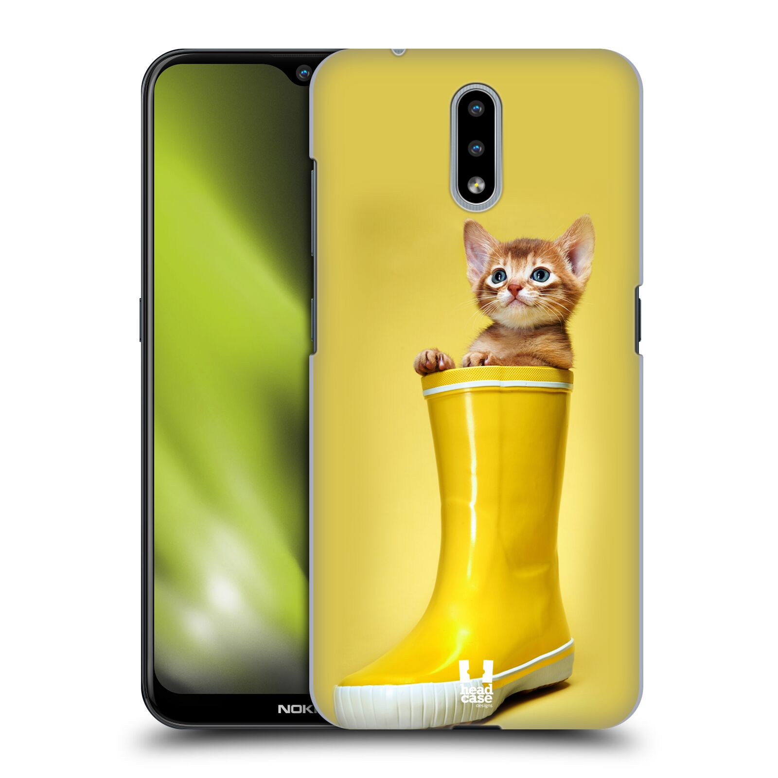 Plastový obal HEAD CASE na mobil Nokia 2.3 vzor Legrační zvířátka kotě v botě žlutá