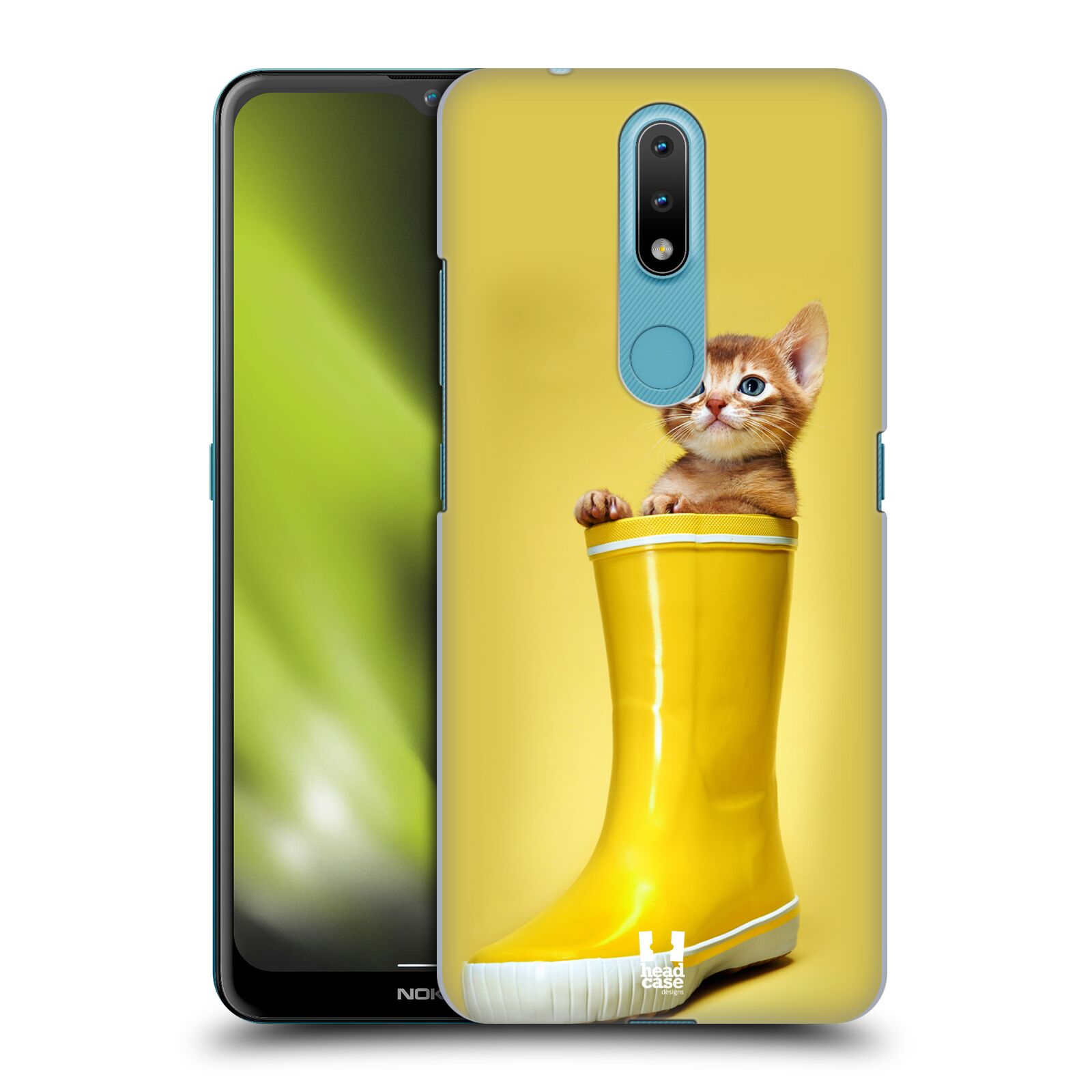 Plastový obal HEAD CASE na mobil Nokia 2.4 vzor Legrační zvířátka kotě v botě žlutá