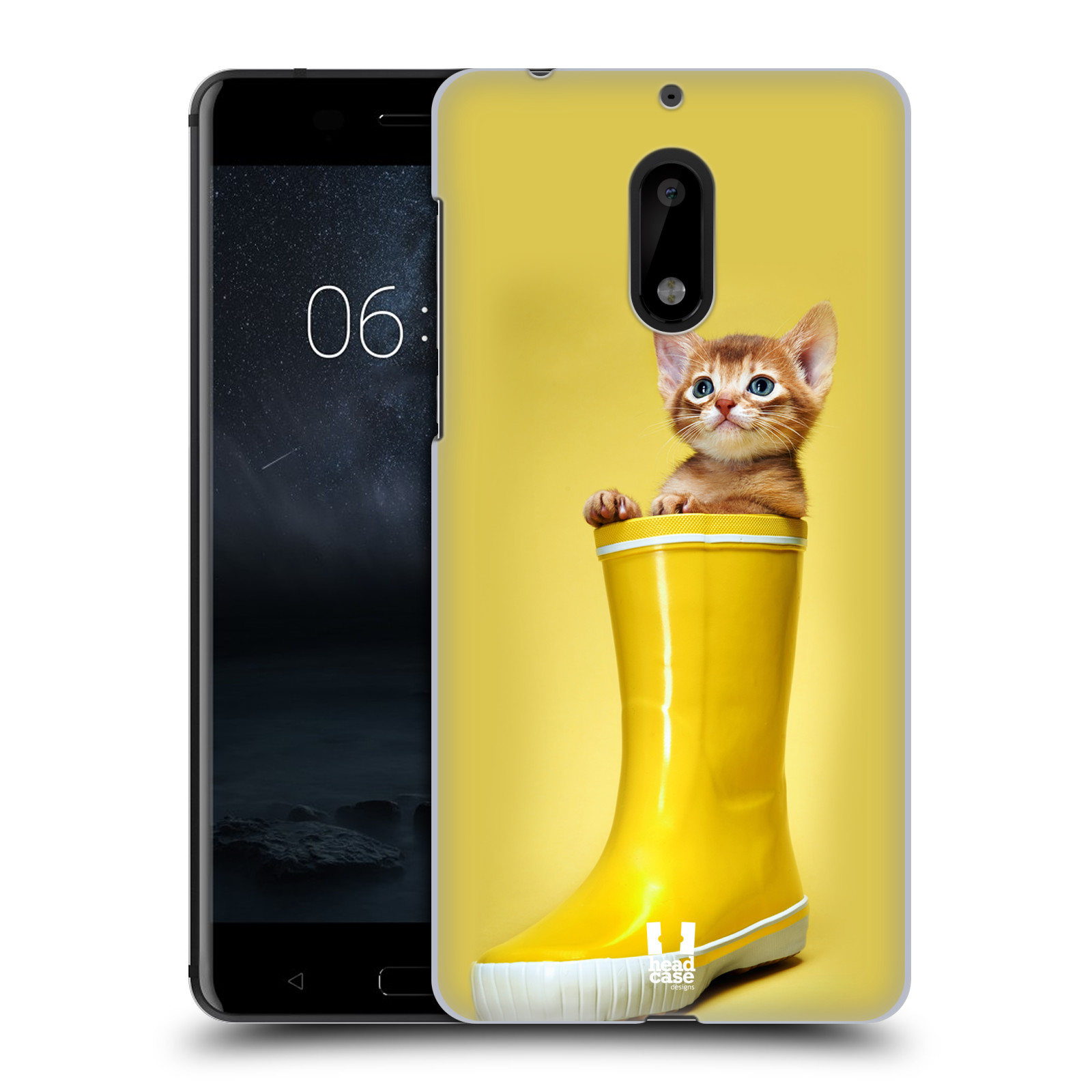 HEAD CASE plastový obal na mobil Nokia 6 vzor Legrační zvířátka kotě v botě žlutá